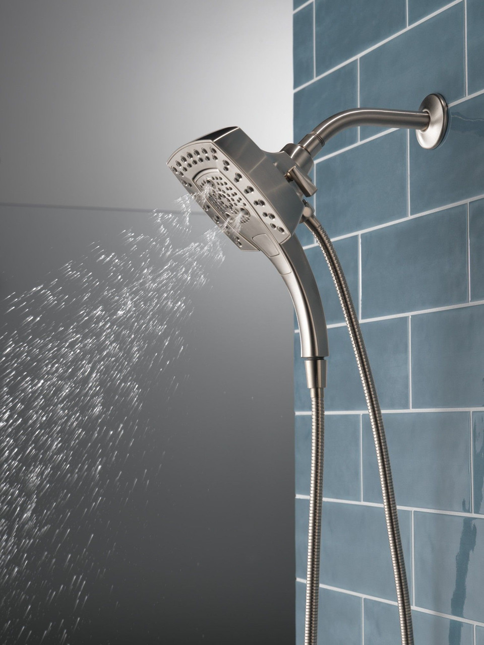 Delta 58474-SS-PR Universal Showering Components H2Okinetic In2ition 5-Setting Two-in-One Shower, Lumicoat Stainless