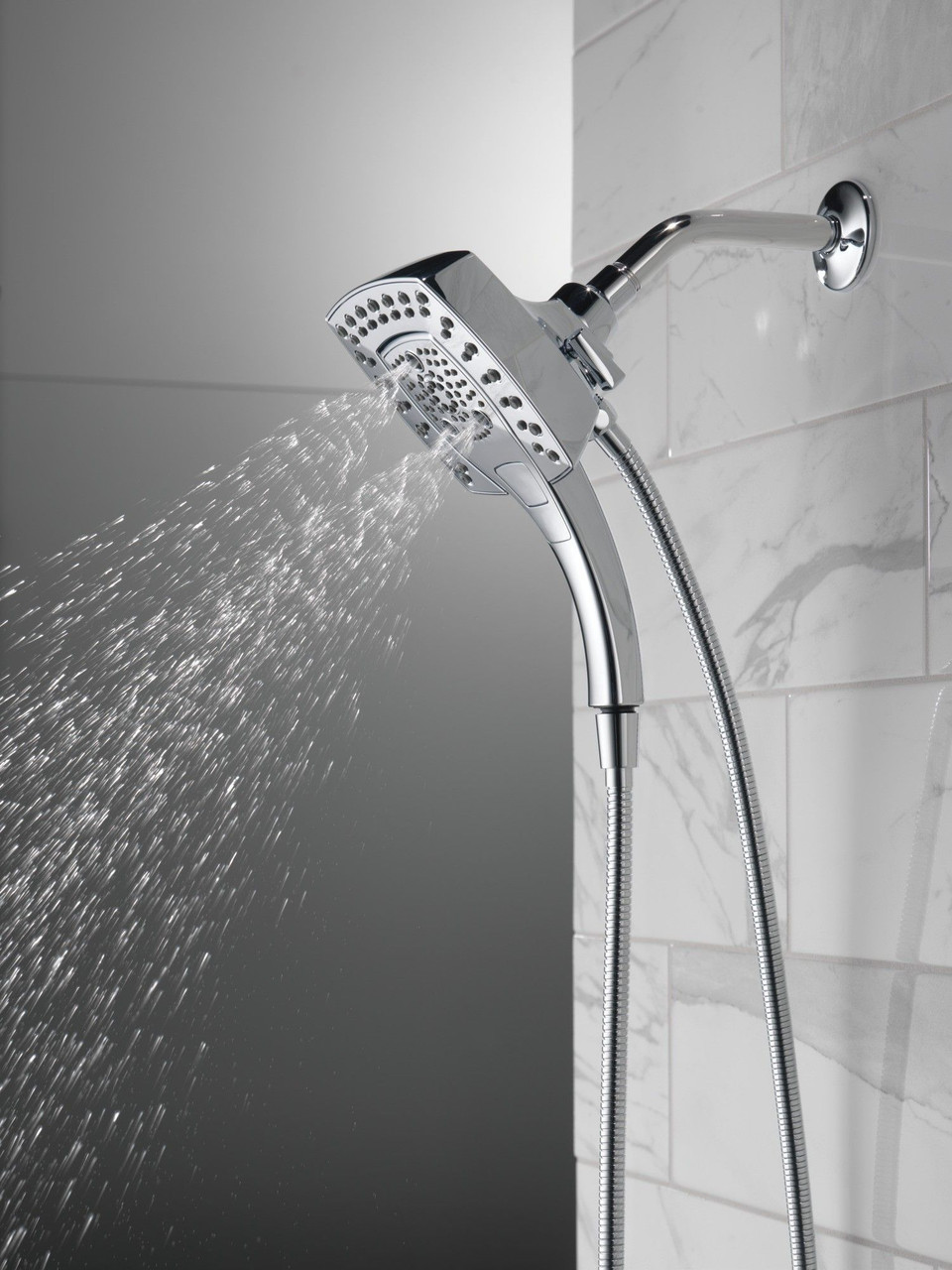 Delta 58474-PR Universal Showering Components H2Okinetic In2ition 5-Setting Two-in-One Shower, Lumicoat Chrome
