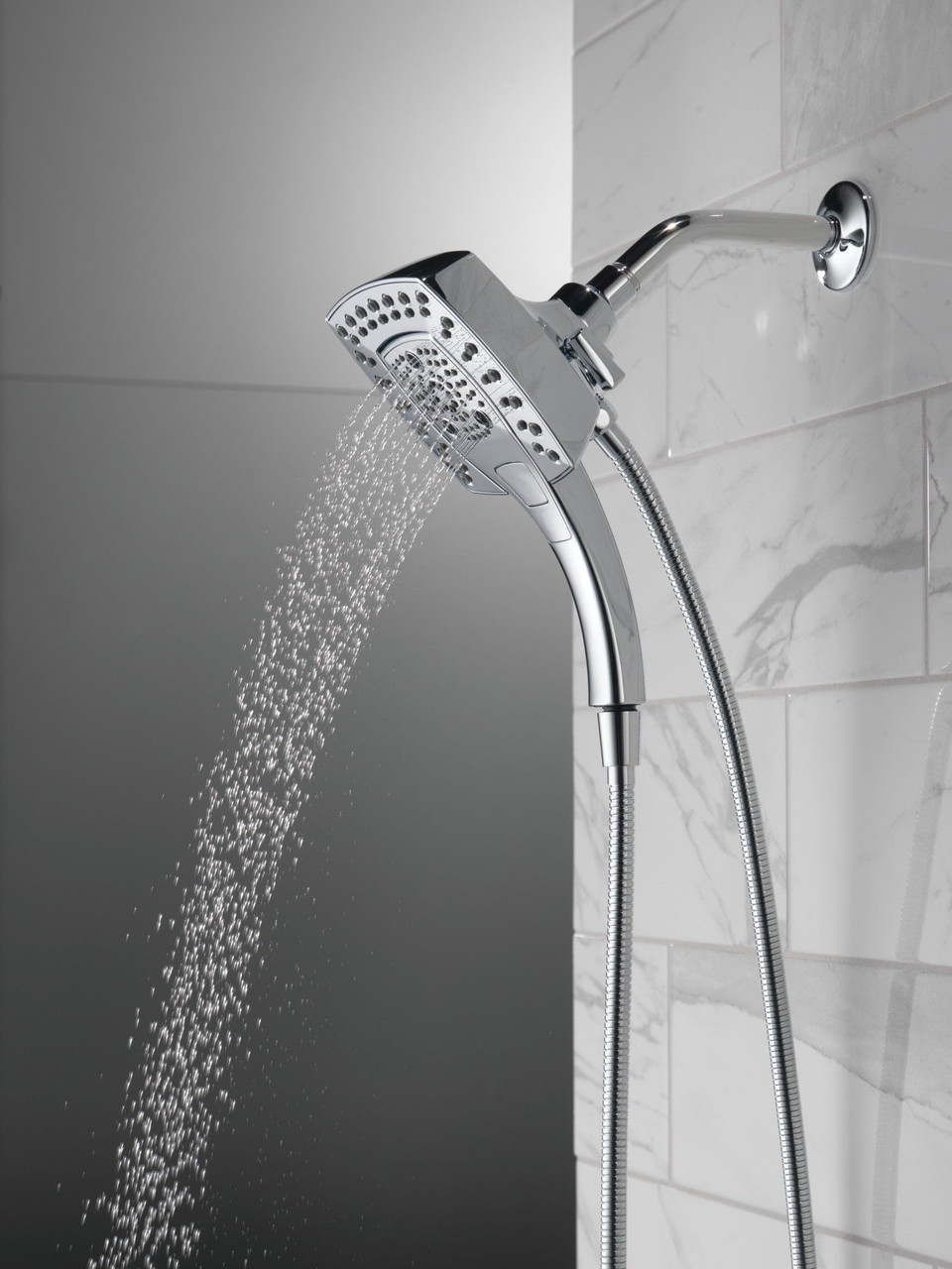 Delta 58474-PR Universal Showering Components H2Okinetic In2ition 5-Setting Two-in-One Shower, Lumicoat Chrome