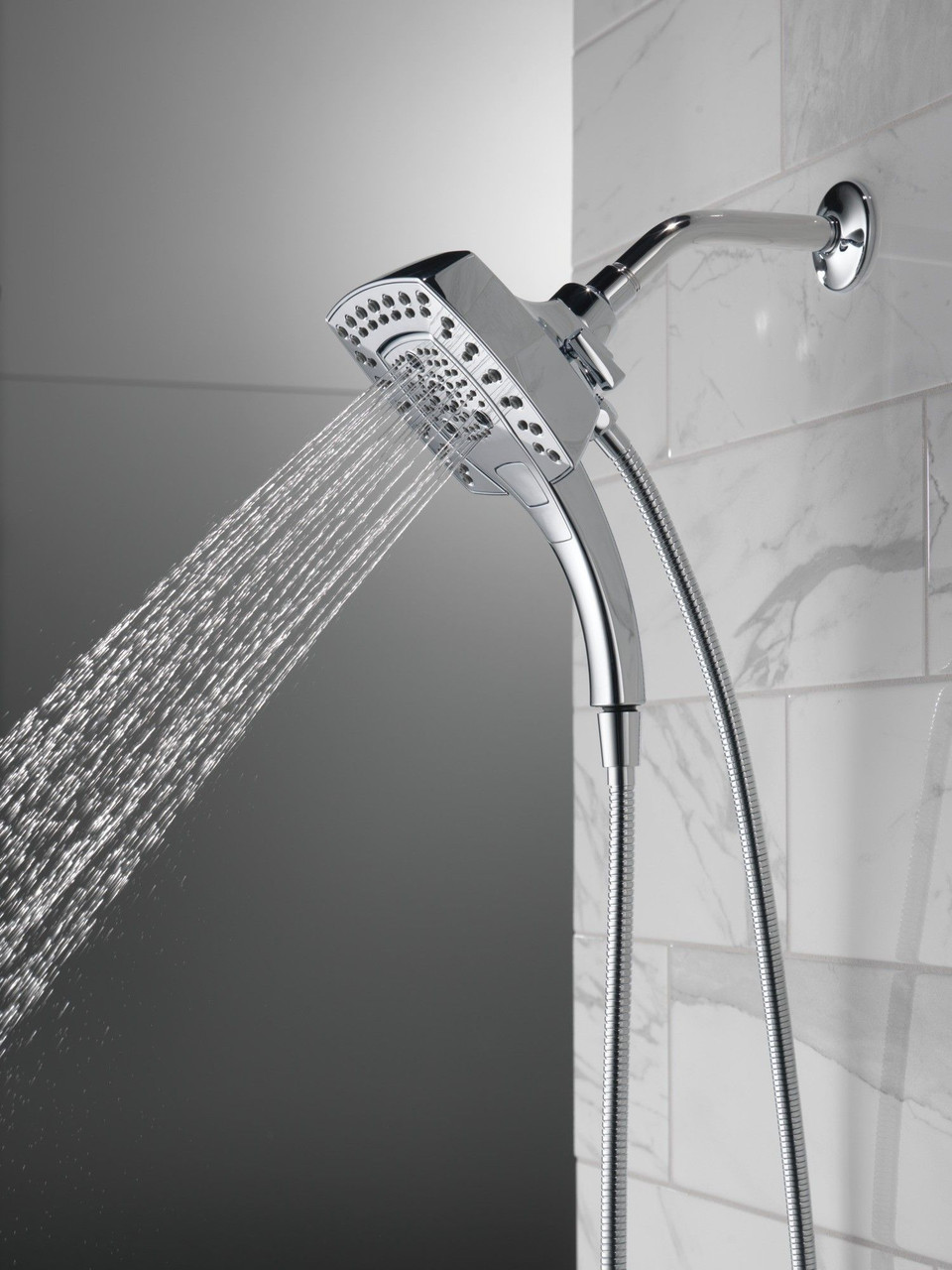 Delta 58474-PR Universal Showering Components H2Okinetic In2ition 5-Setting Two-in-One Shower, Lumicoat Chrome