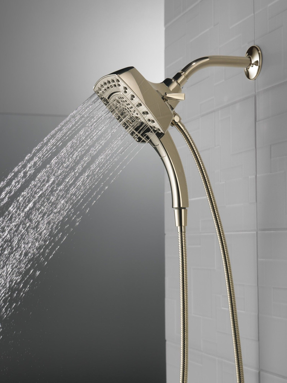 Delta 58474-PN-PR Universal Showering Components H2Okinetic In2ition 5-Setting Two-in-One Shower, Lumicoat Polished Nickel