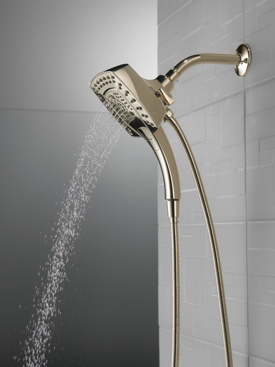 Delta 58474-PN-PR Universal Showering Components H2Okinetic In2ition 5-Setting Two-in-One Shower, Lumicoat Polished Nickel