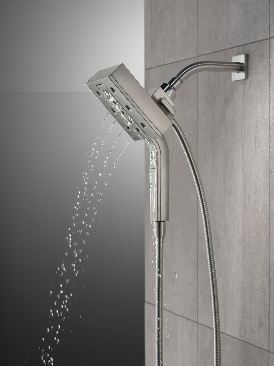 58473-SS-PR Universal Showering Components H2Okinetic In2ition 4-Setting Two-in-One Shower, Lumicoat Stainless