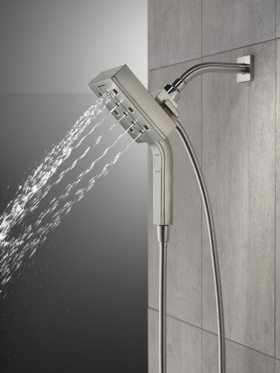 58473-SS-PR Universal Showering Components H2Okinetic In2ition 4-Setting Two-in-One Shower, Lumicoat Stainless