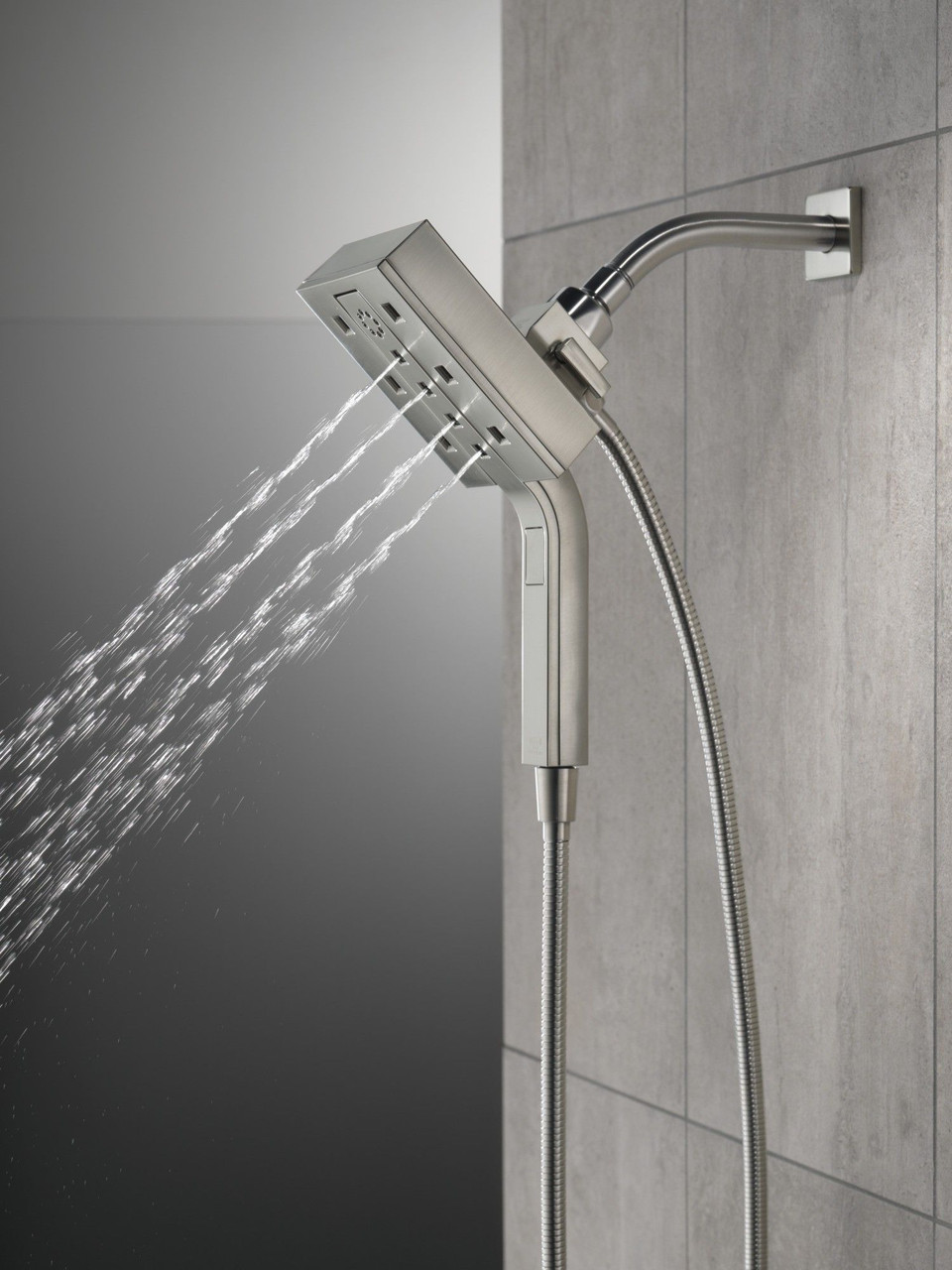 58473-SS-PR Universal Showering Components H2Okinetic In2ition 4-Setting Two-in-One Shower, Lumicoat Stainless