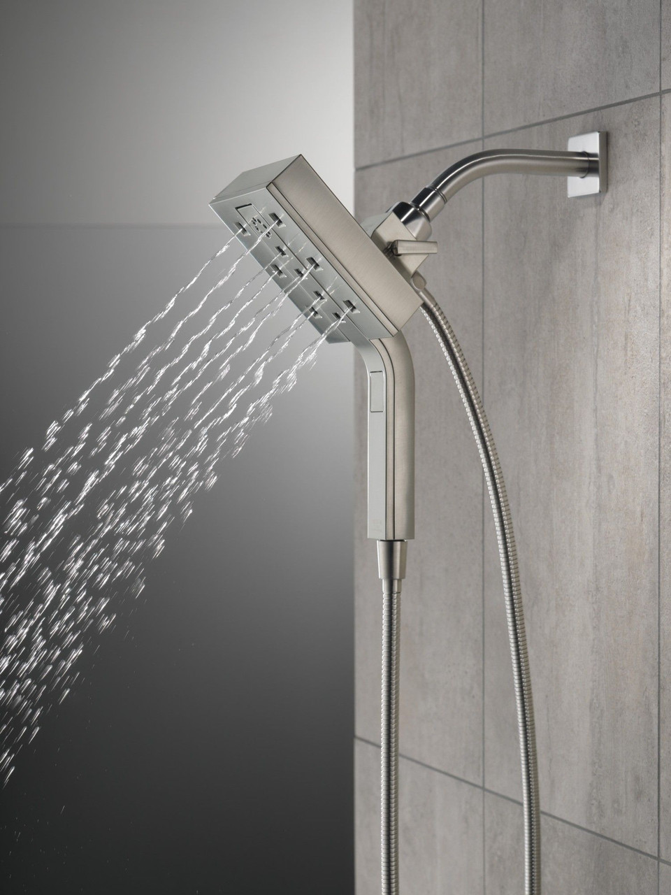 58473-SS-PR Universal Showering Components H2Okinetic In2ition 4-Setting Two-in-One Shower, Lumicoat Stainless