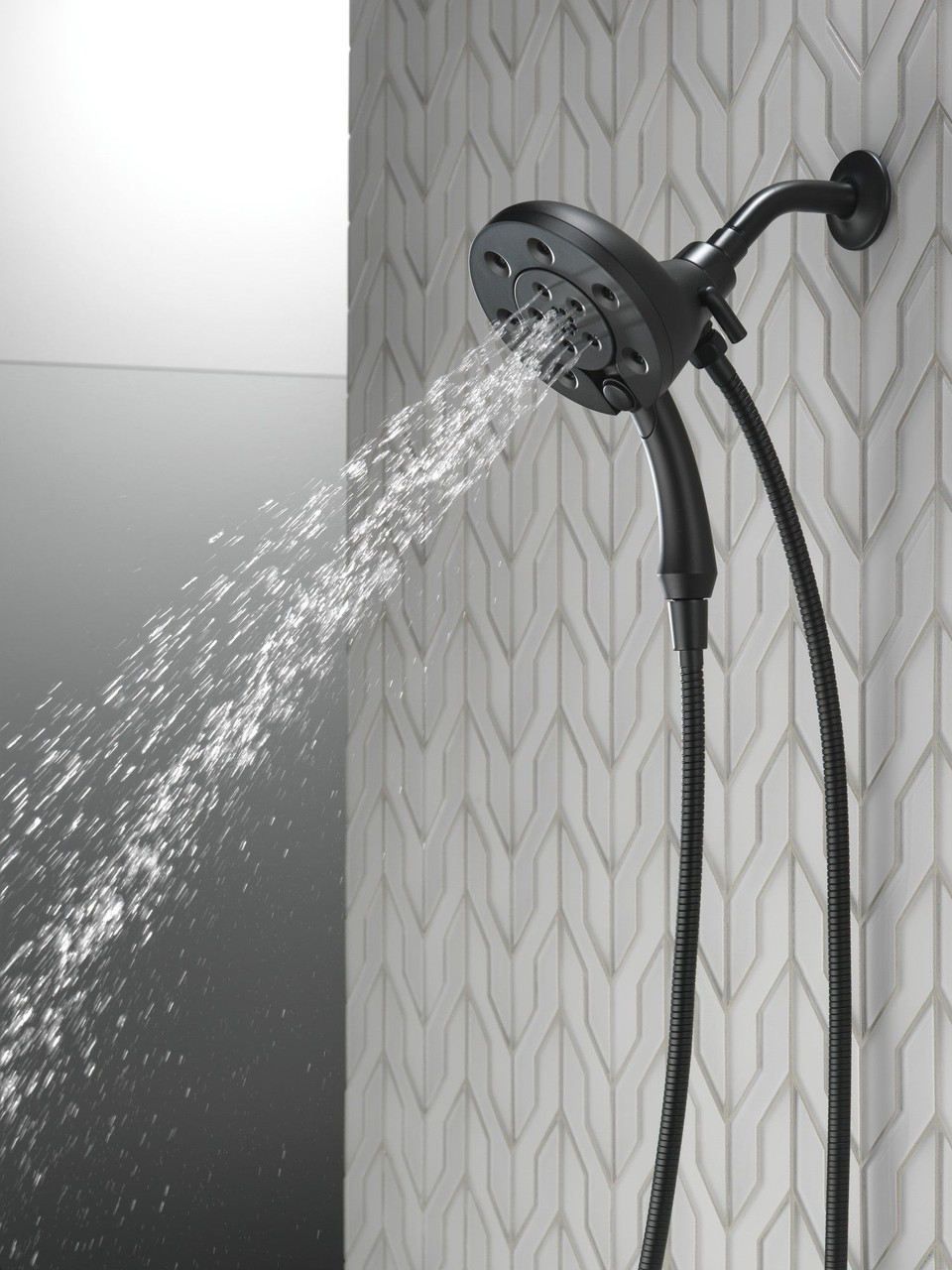 Delta 58472-BL Universal Showering Components H2Okinetic In2ition 4-Setting Two-in-One Shower, Matte Black