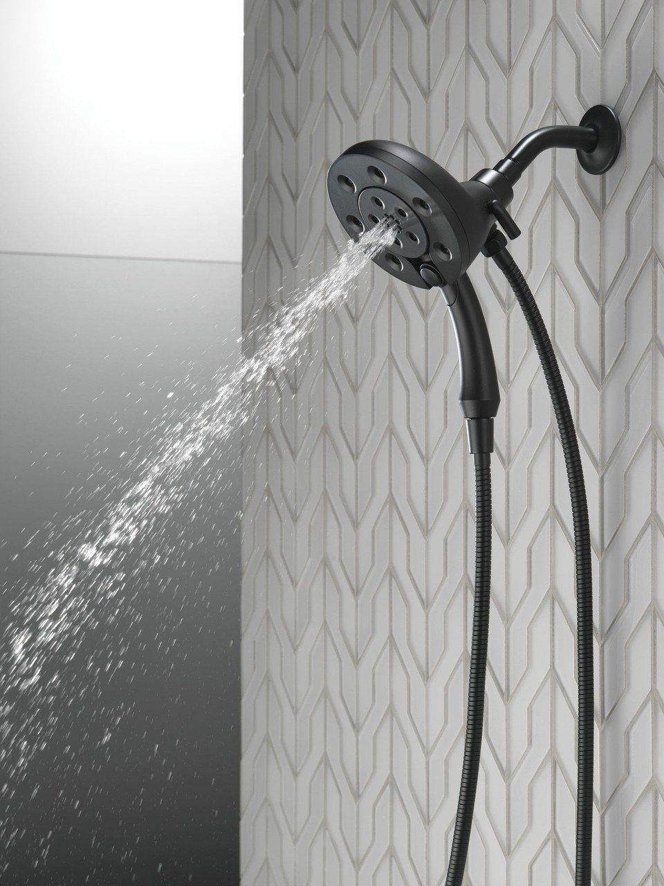 58472-BL Universal Showering Components H2Okinetic In2ition 4-Setting Two-in-One Shower, Matte Black