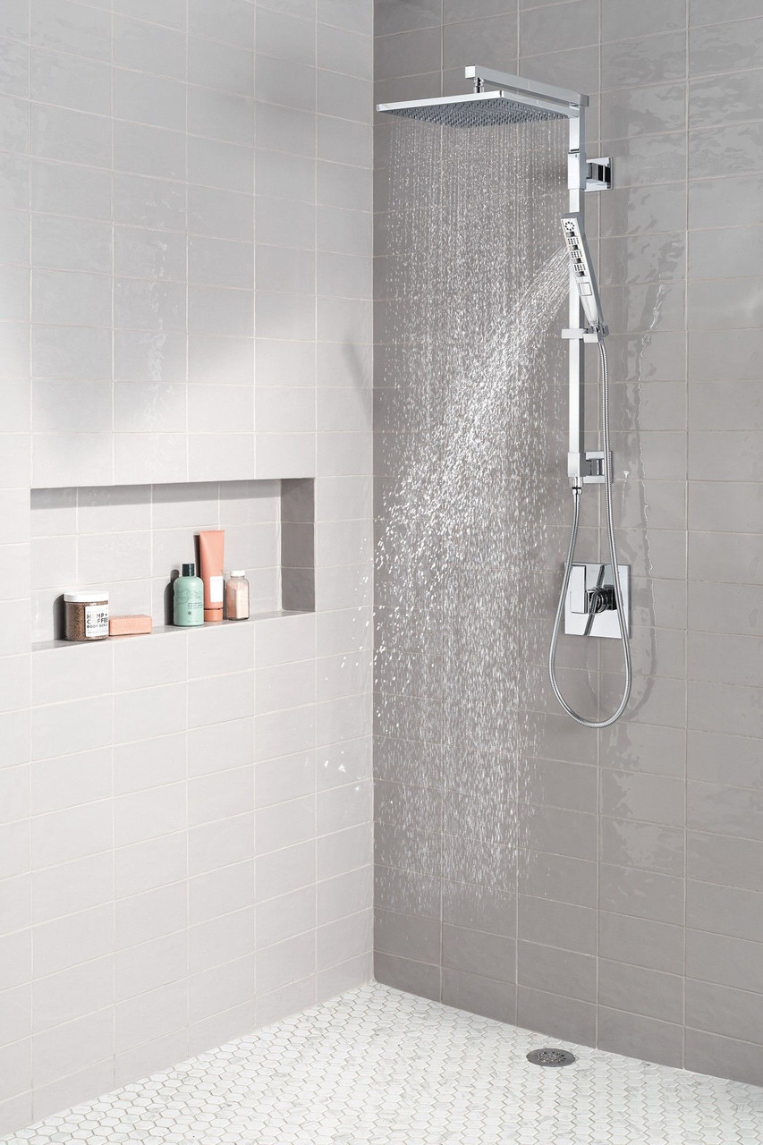 58420-PR Universal Showering Components Emerge 26" Angular Shower Column, Lumicoat Chrome