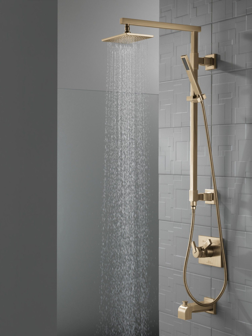 Delta 58420-CZ-PR Universal Showering Components Emerge 26" Angular Shower Column, Lumicoat Champagne Bronze