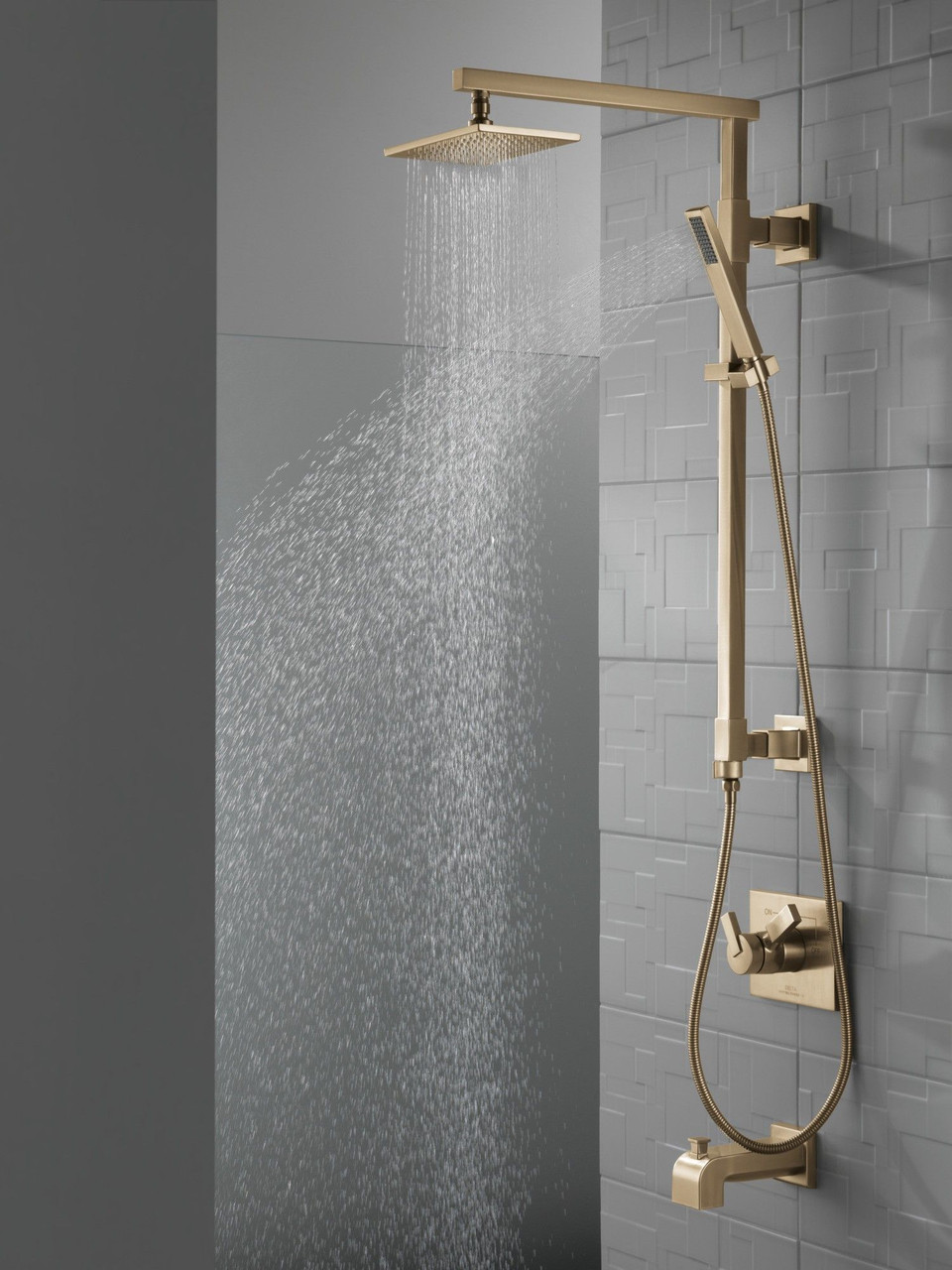 Delta 58420-CZ-PR Universal Showering Components Emerge 26" Angular Shower Column, Lumicoat Champagne Bronze