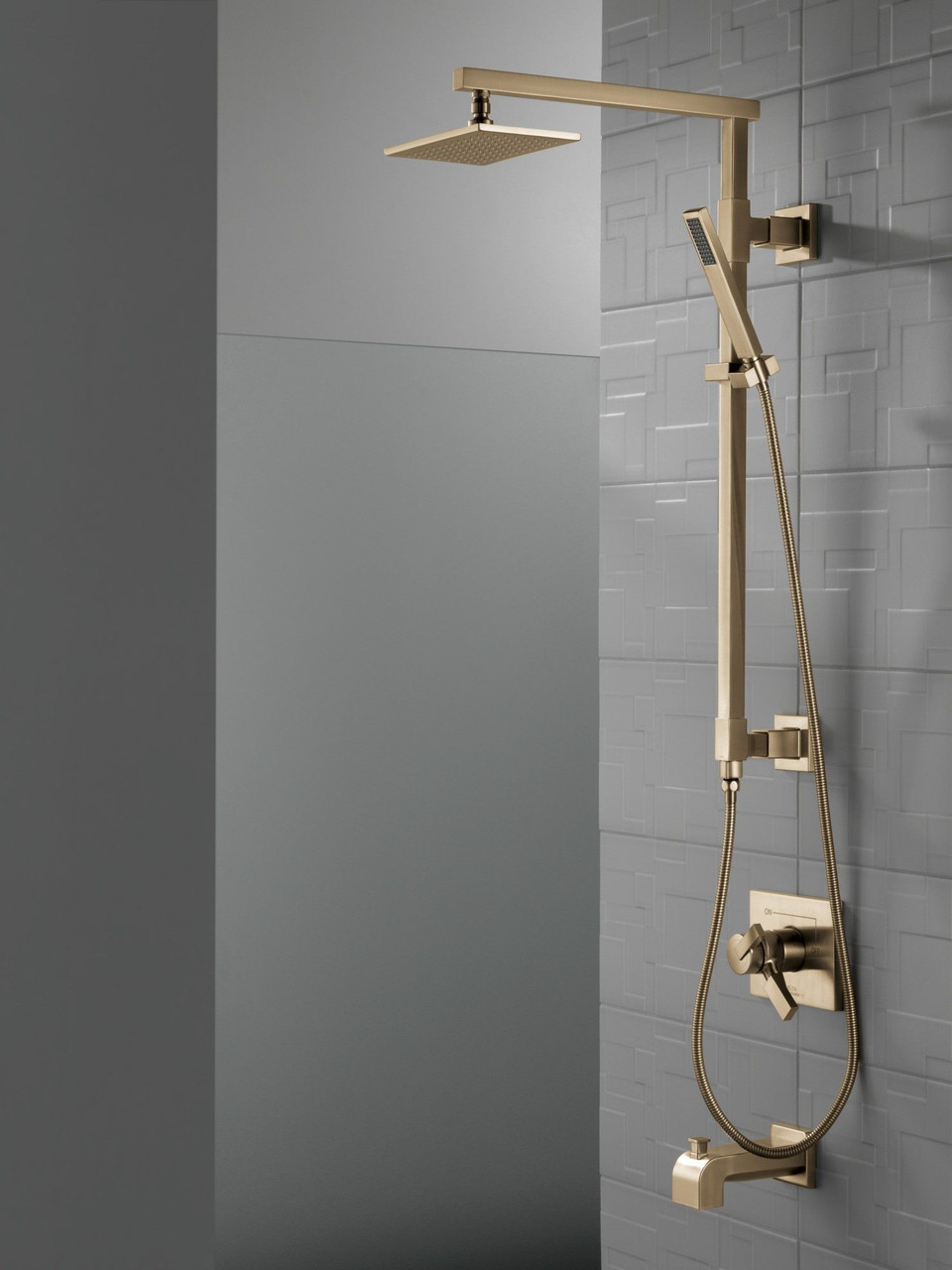 Delta 58420-CZ-PR Universal Showering Components Emerge 26" Angular Shower Column, Lumicoat Champagne Bronze