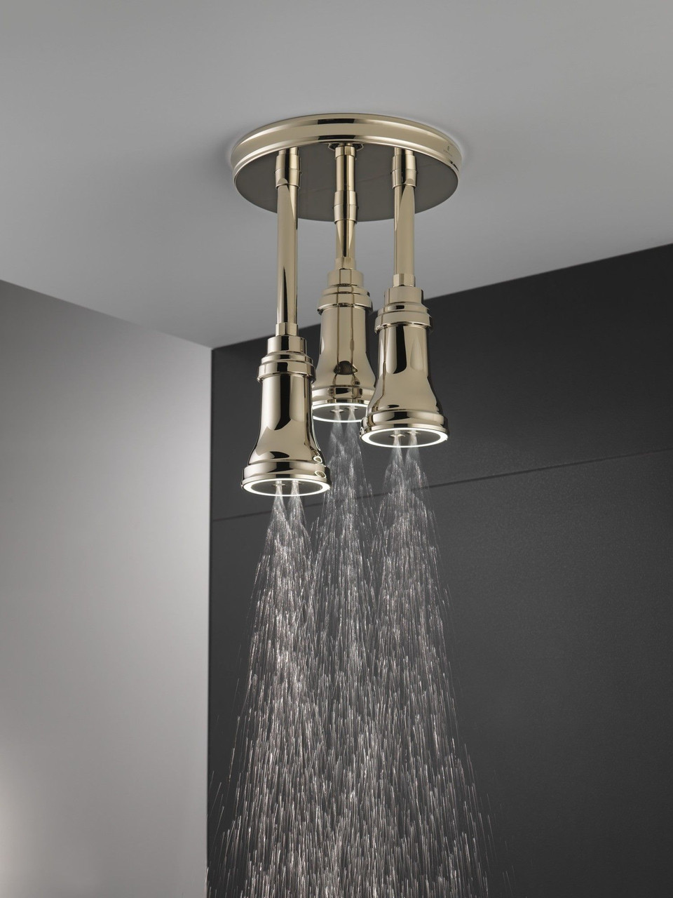 Delta 57190-PN25-L Universal Showering Components H2Okinetic Pendant Raincan Shower Head with LED Light, Polished Nickel