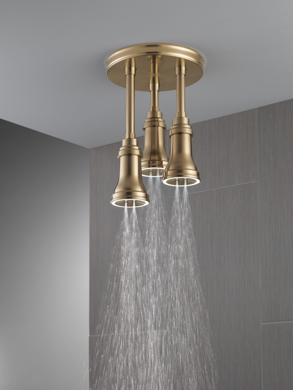 Delta 57190-CZ25-L Universal Showering Components H2Okinetic Pendant Raincan Shower Head with LED Light, Champagne Bronze