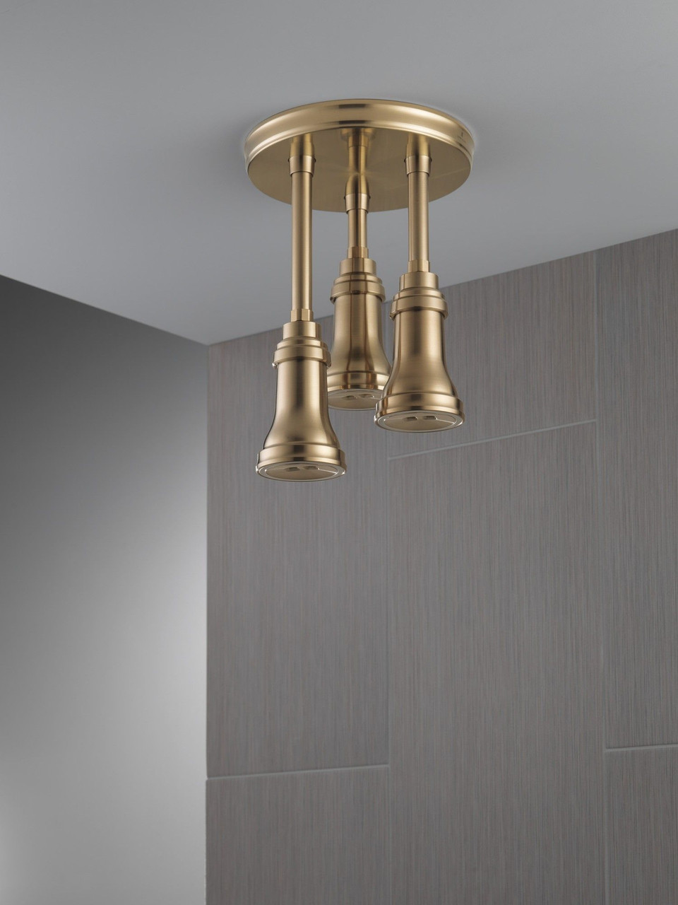 Delta 57190-CZ25-L Universal Showering Components H2Okinetic Pendant Raincan Shower Head with LED Light, Champagne Bronze