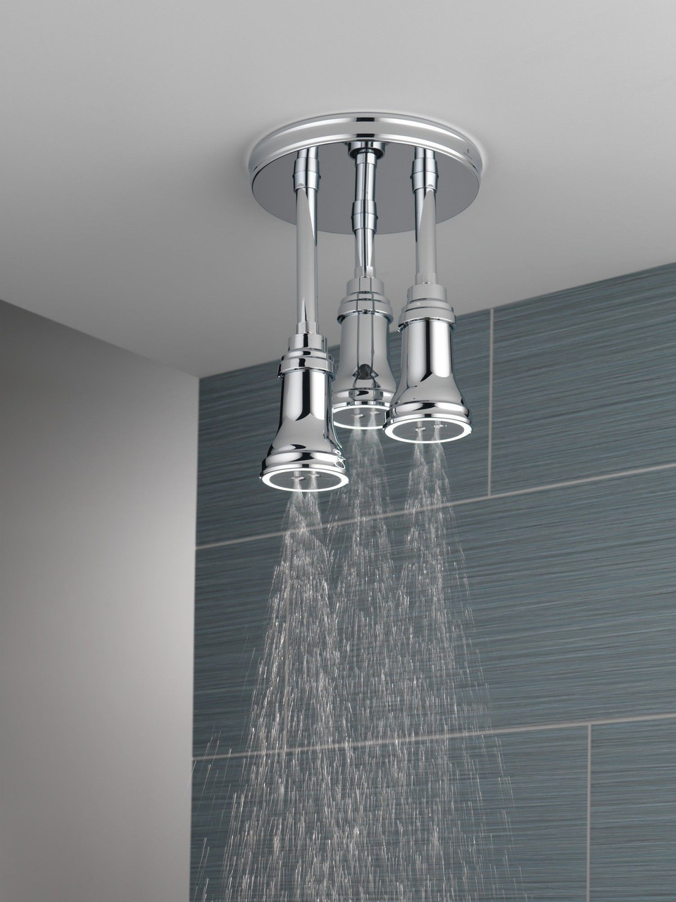Delta 57190-25-L Universal Showering Components H2Okinetic Pendant Raincan Shower Head with LED Light, Chrome