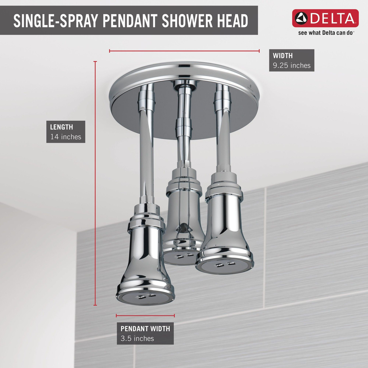 57190-25-L Universal Showering Components H2Okinetic Pendant Raincan Shower Head with LED Light, Chrome