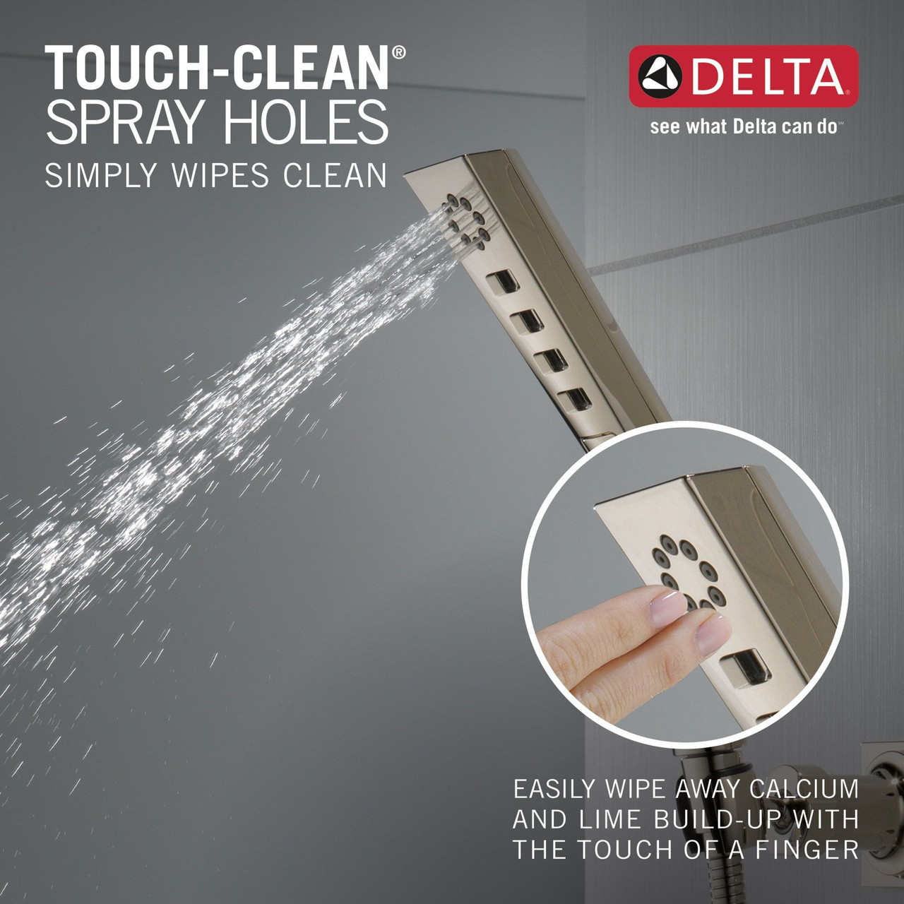 Delta 55799-PN-PR Universal Showering Components H2Okinetic 3-Setting Wall Mount Hand Shower, Lumicoat Polished Nickel
