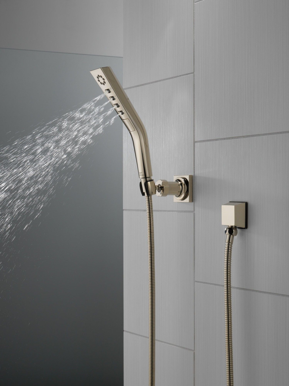 55799-PN-PR Universal Showering Components H2Okinetic 3-Setting Wall Mount Hand Shower, Lumicoat Polished Nickel