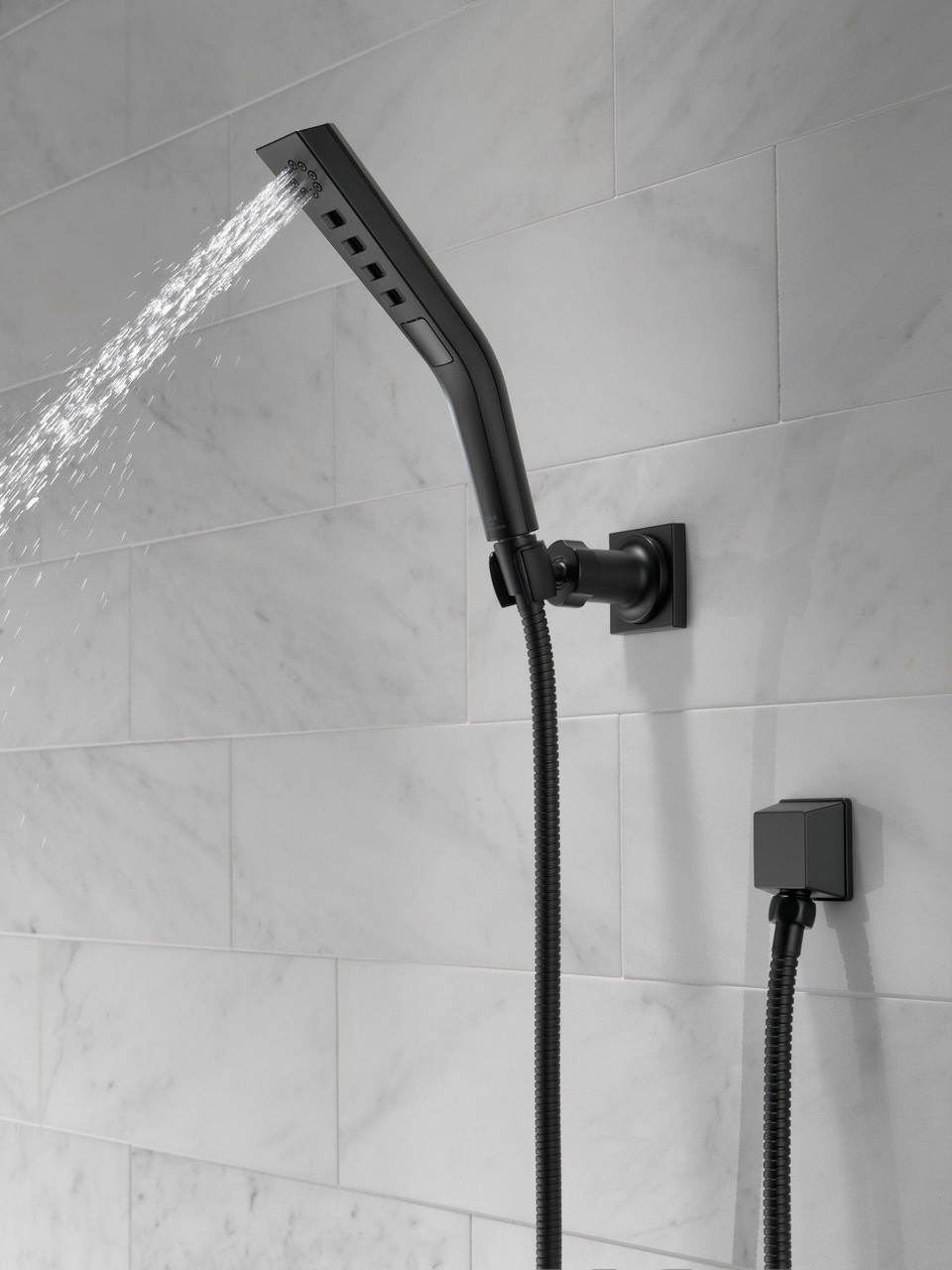 Delta 55799-BL Universal Showering Components H2Okinetic 3-Setting Wall Mount Hand Shower, Matte Black