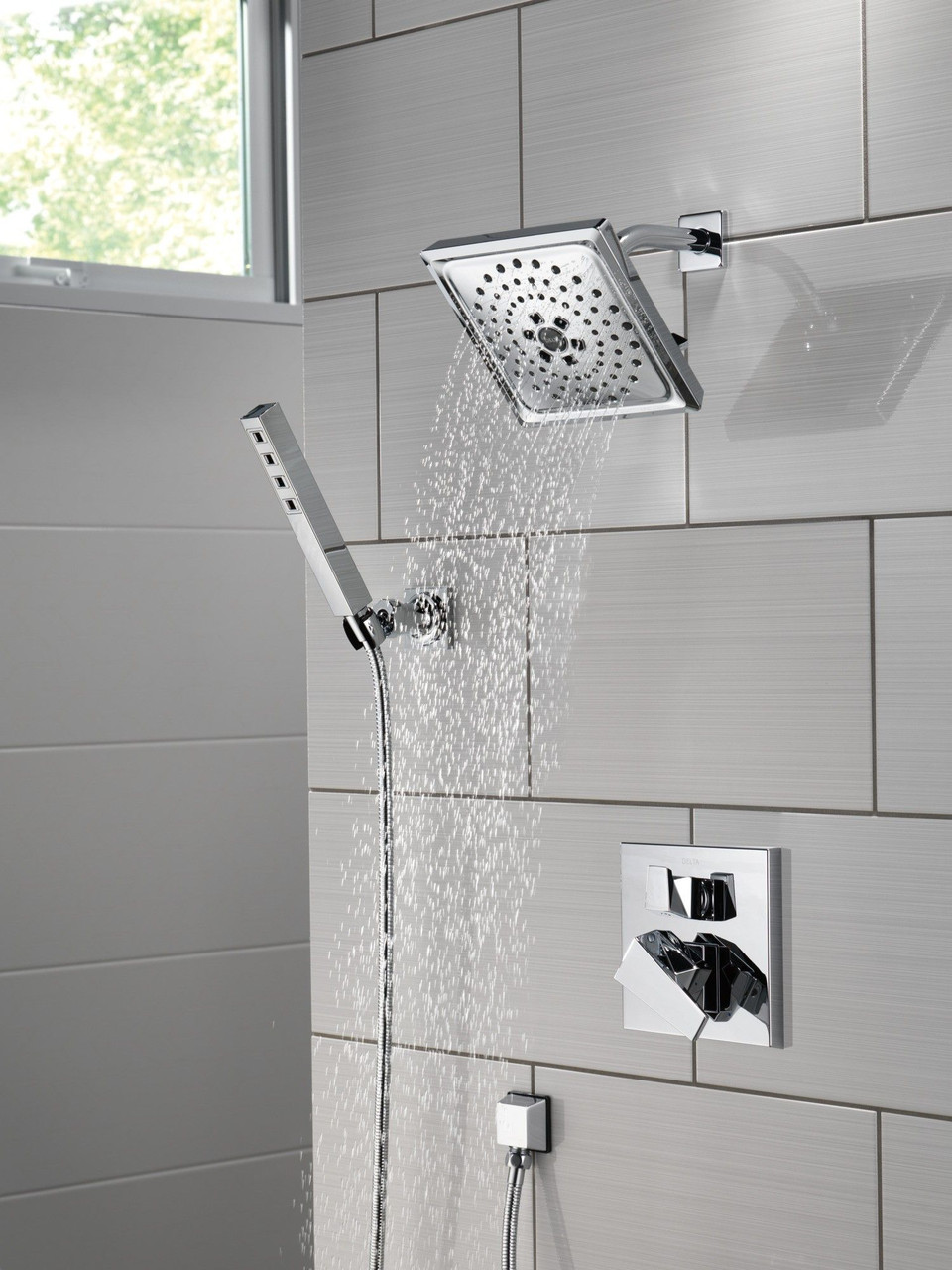 Delta 55567-PR Universal Showering Components H2Okinetic Single-Setting Adjustable Wall Mount Hand Shower, Lumicoat Chrome