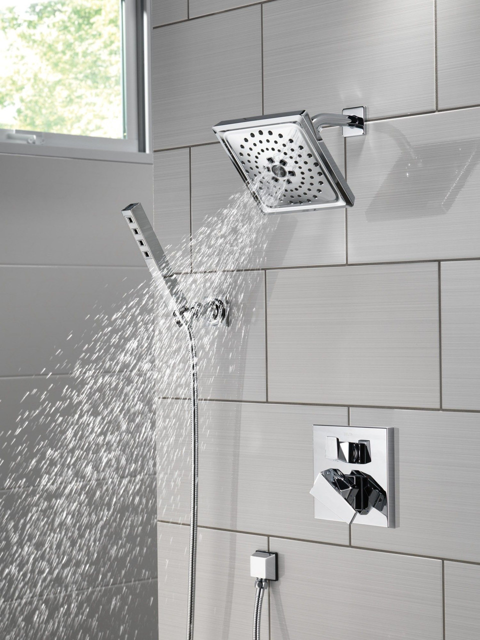 Delta 55567-PR Universal Showering Components H2Okinetic Single-Setting Adjustable Wall Mount Hand Shower, Lumicoat Chrome