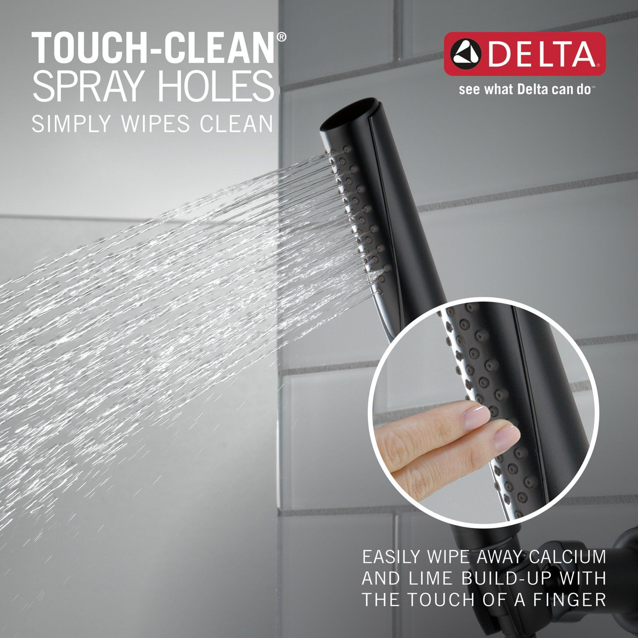 Delta 55085-BL Grail Premium Single-Setting Adjustable Wall Mount Hand Shower, Matte Black