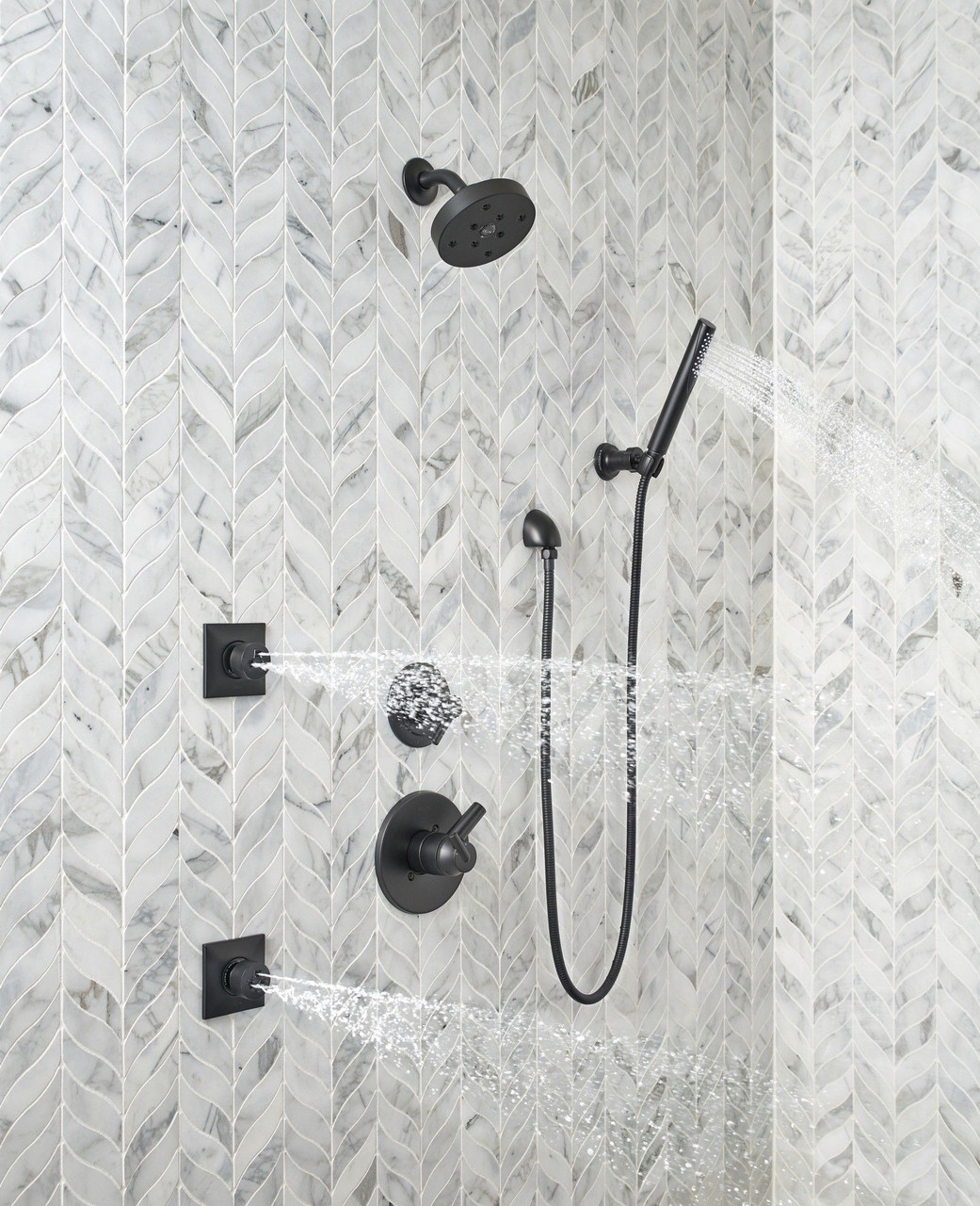 Delta 55085-BL Grail Premium Single-Setting Adjustable Wall Mount Hand Shower, Matte Black