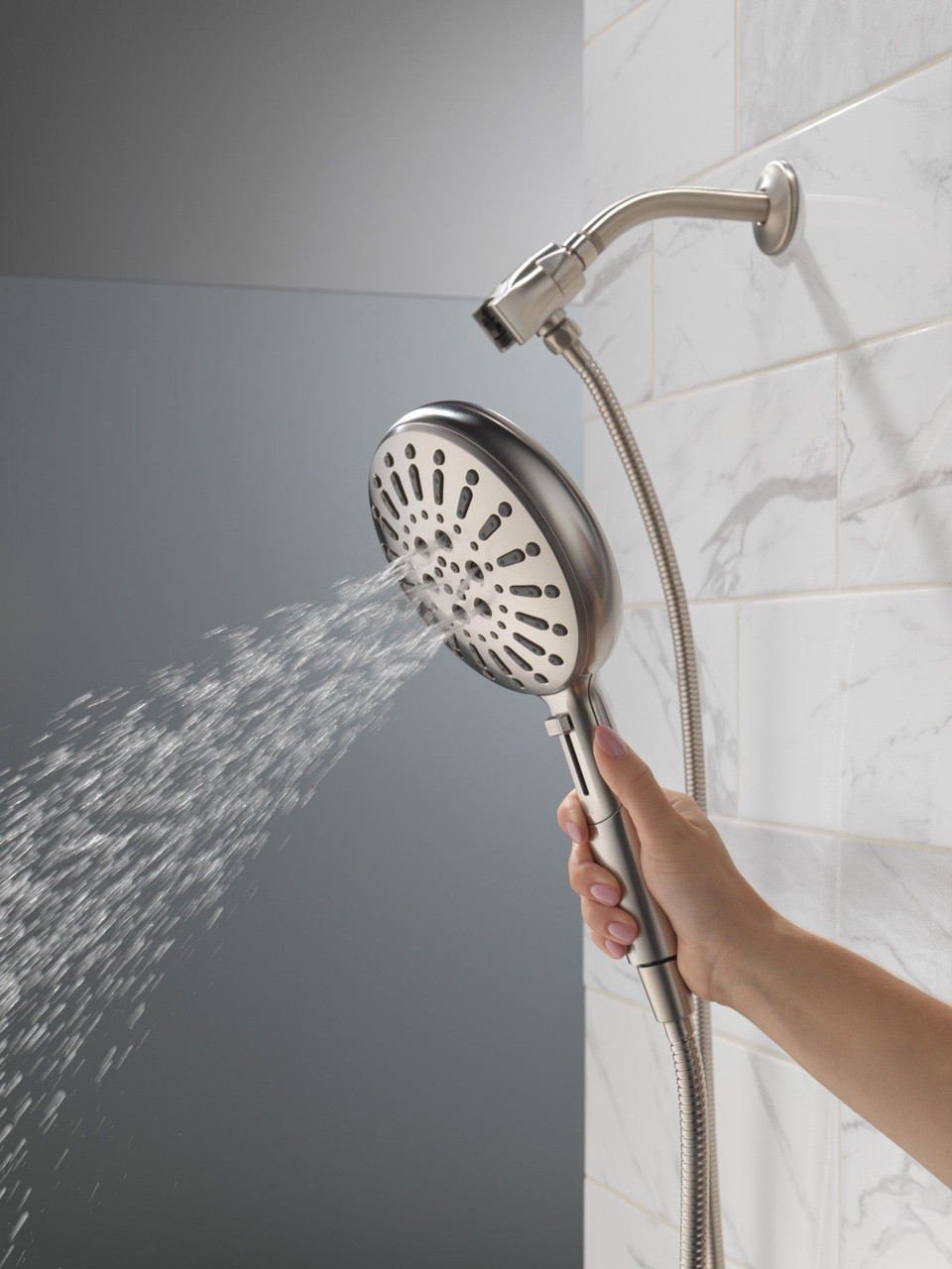 54910-SS-PR-PK Universal Showering Components 7-Setting SureDock Magnetic Hand Shower, Lumicoat Stainless