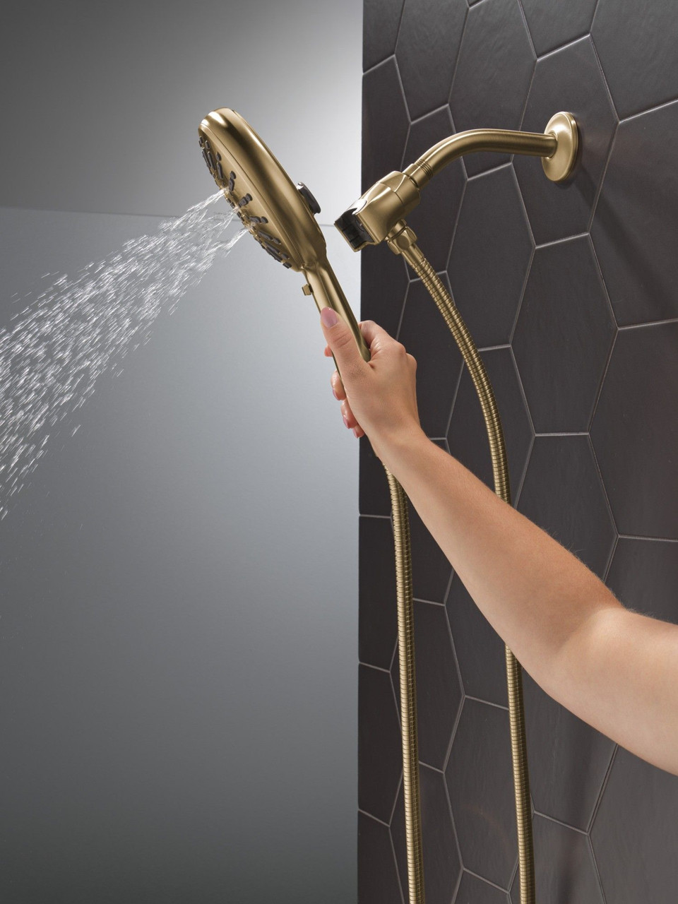 Delta 54910-CZ-PR-PK Universal Showering Components 7-Setting SureDock Magnetic Hand Shower, Lumicoat Champagne Bronze