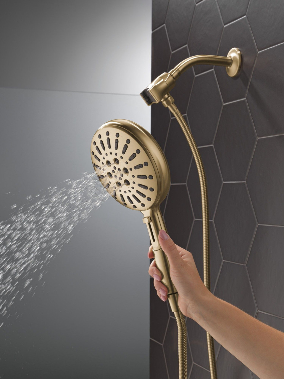 54910-CZ-PR-PK Universal Showering Components 7-Setting SureDock Magnetic Hand Shower, Lumicoat Champagne Bronze