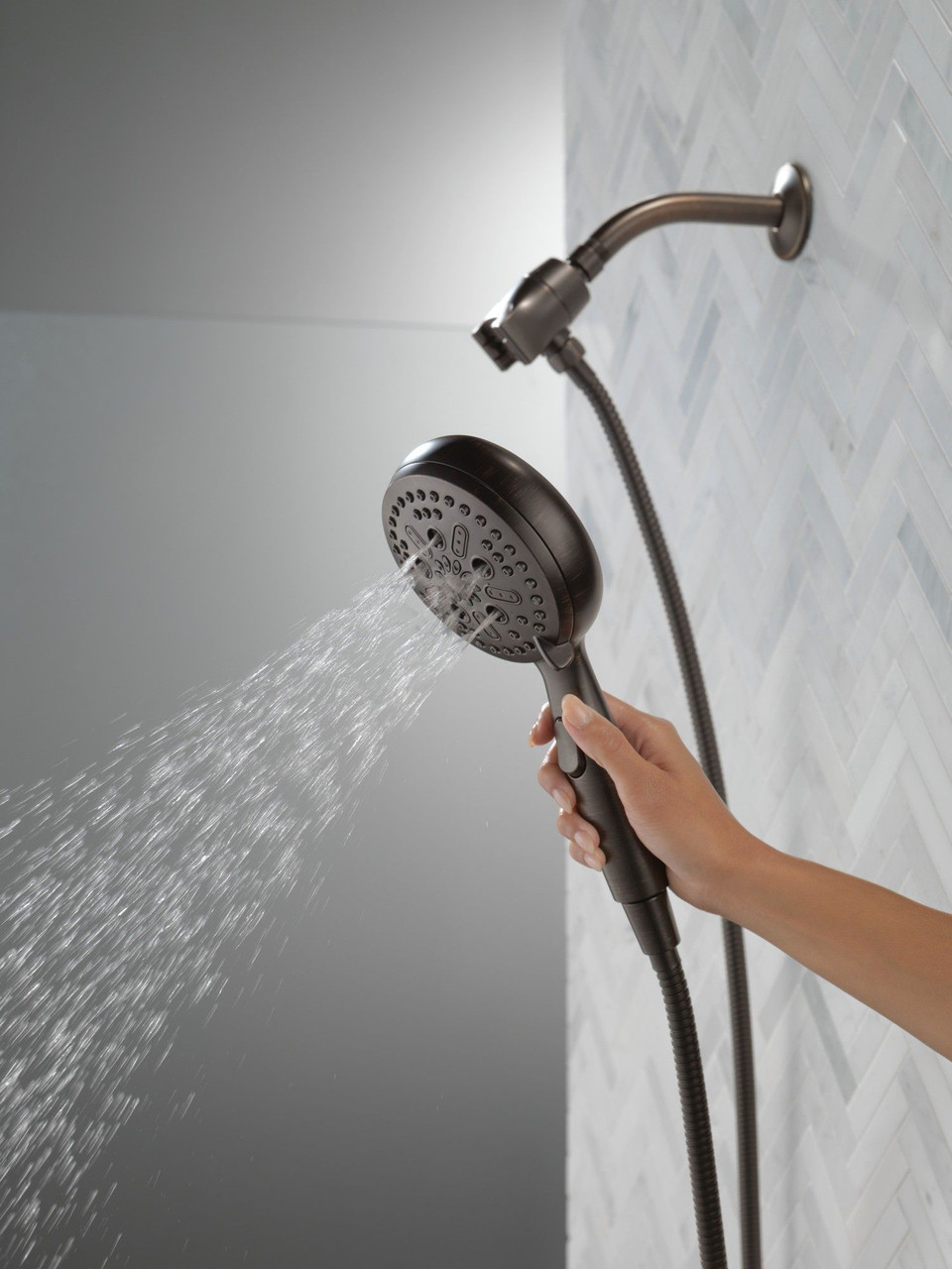 Delta 54810-RB-PK Universal Showering Components 7-Setting SureDock Magnetic Hand Shower, Venetian Bronze