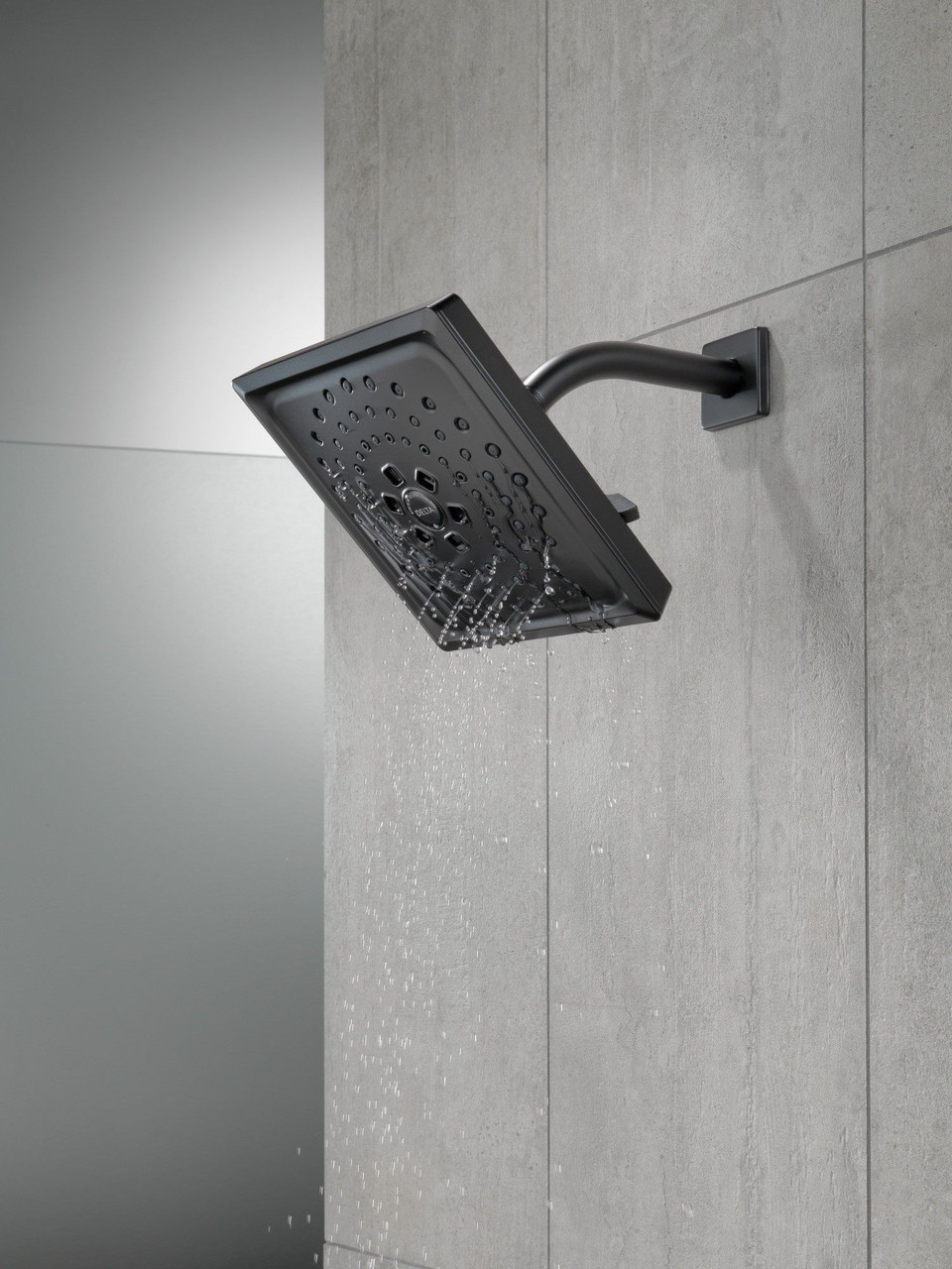 52684-BL Universal Showering Components H2Okinetic 3-Setting Raincan Shower Head, Matte Black