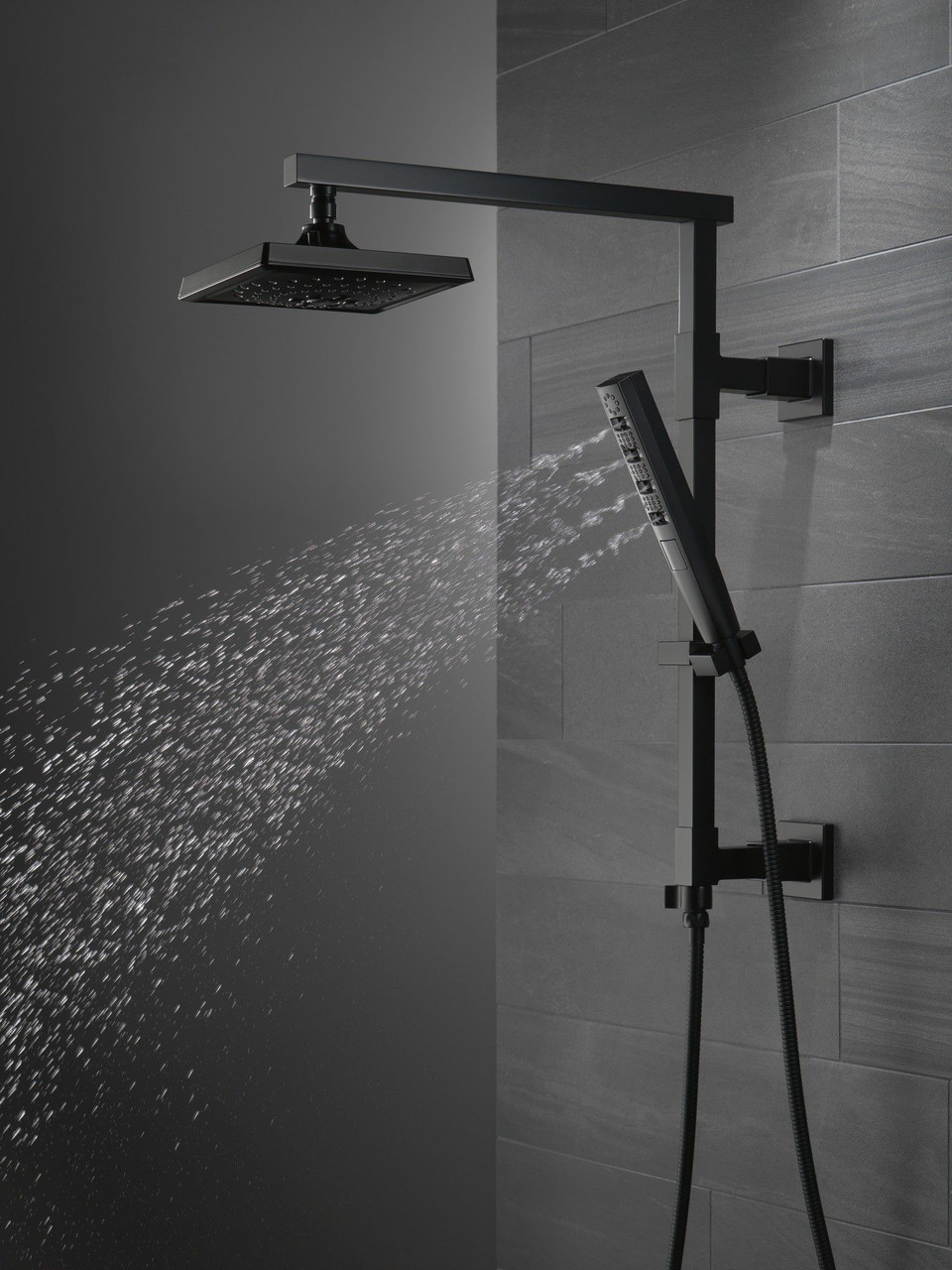 52684-BL Universal Showering Components H2Okinetic 3-Setting Raincan Shower Head, Matte Black