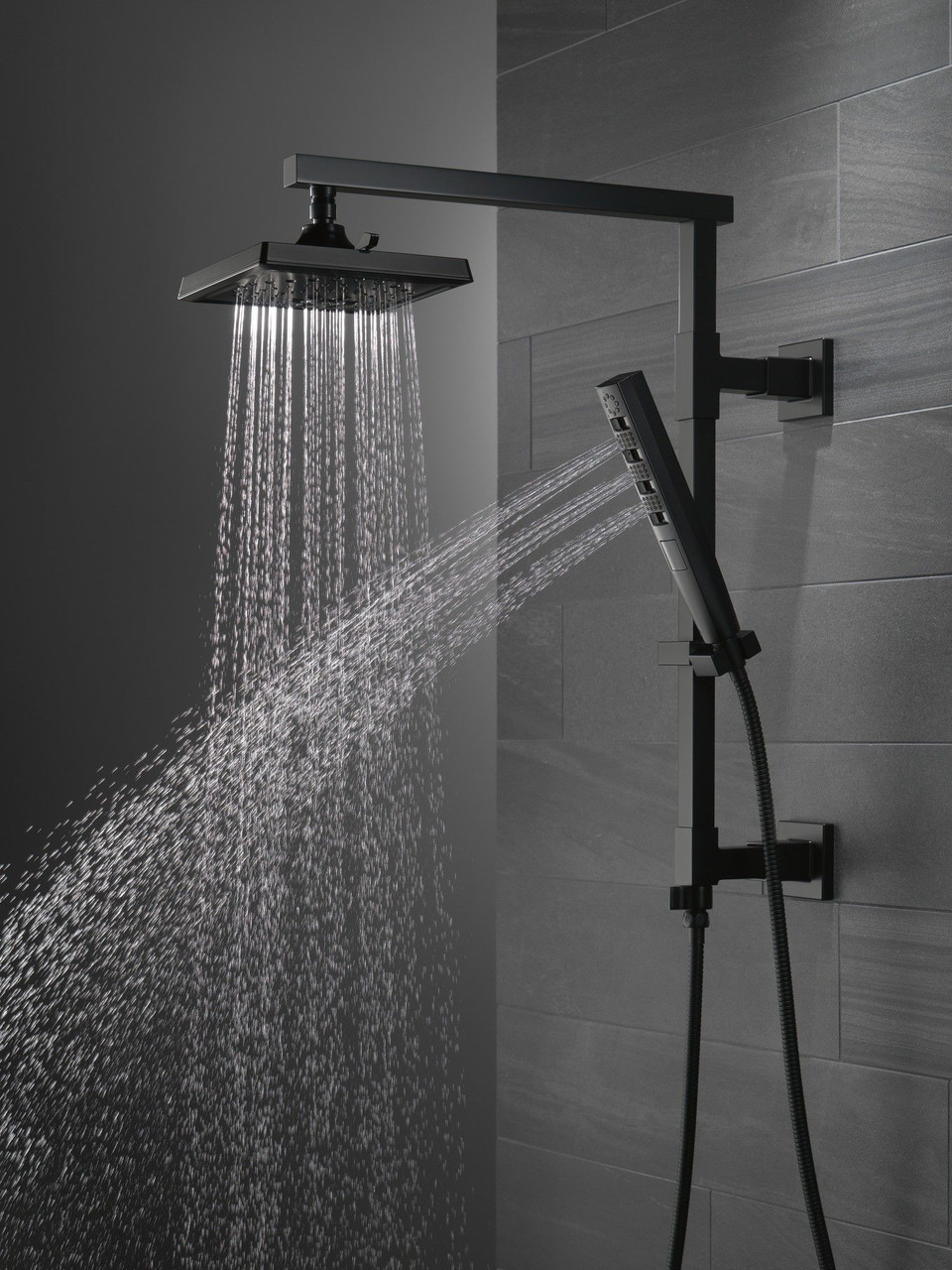 52684-BL Universal Showering Components H2Okinetic 3-Setting Raincan Shower Head, Matte Black