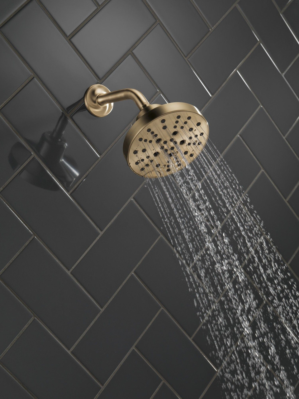 Delta 52668-CZ-PR Universal Showering Components H2Okinetic 5-Setting Contempoary Round Raincan Shower Head, Lumicoat Champagne Bronze