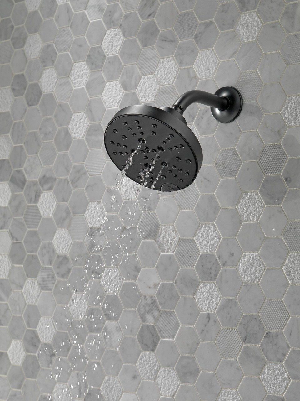 Delta 52668-BL Universal Showering Components H2Okinetic 5-Setting Contemporary Raincan Shower Head, Matte Black