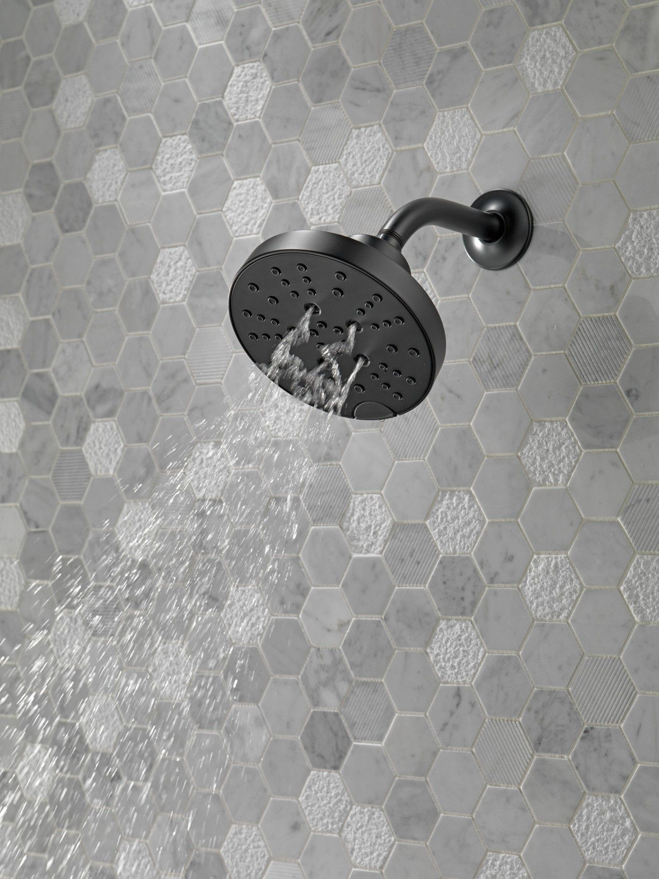 Delta 52668-BL Universal Showering Components H2Okinetic 5-Setting Contemporary Raincan Shower Head, Matte Black