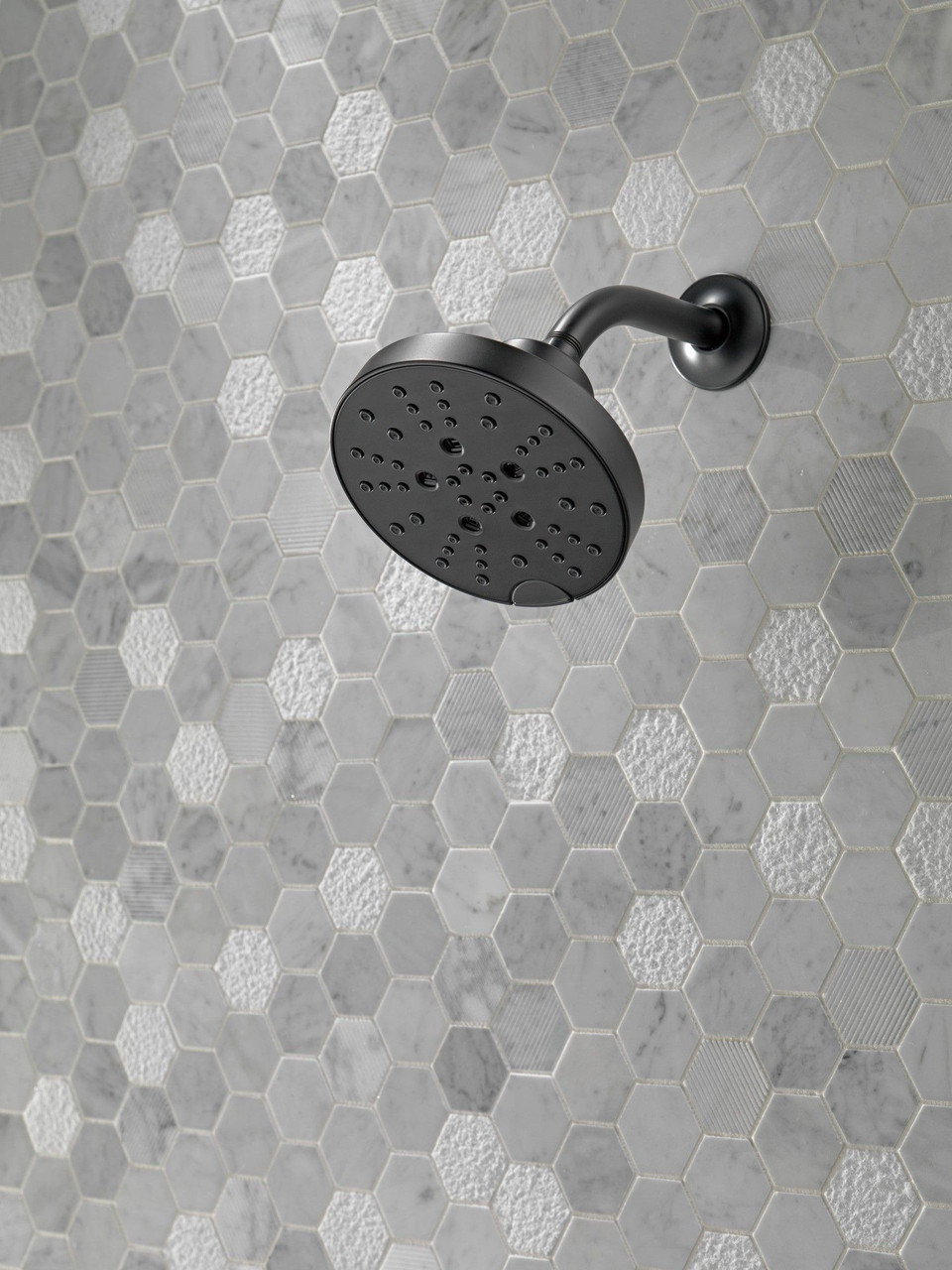 Delta 52668-BL Universal Showering Components H2Okinetic 5-Setting Contemporary Raincan Shower Head, Matte Black