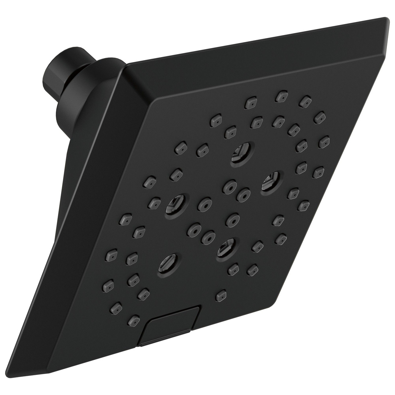 52664-BL Universal Showering Components H2Okinetic 5-Setting Angular Modern Raincan Shower Head, Matte Black