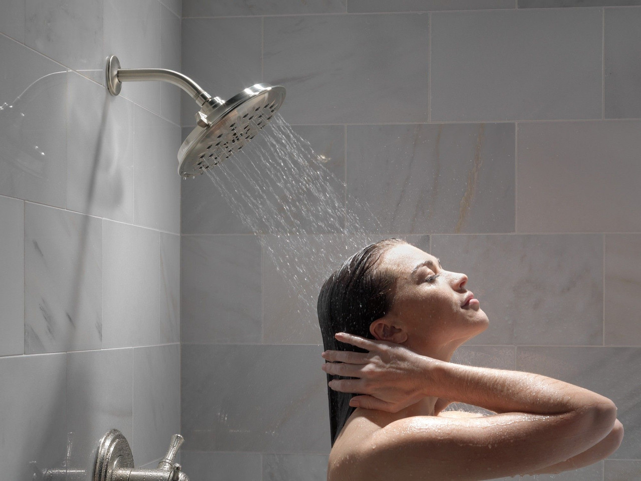 Delta 52487-SS Universal Showering Components UltraSoak 4-Setting Shower Head, Stainless