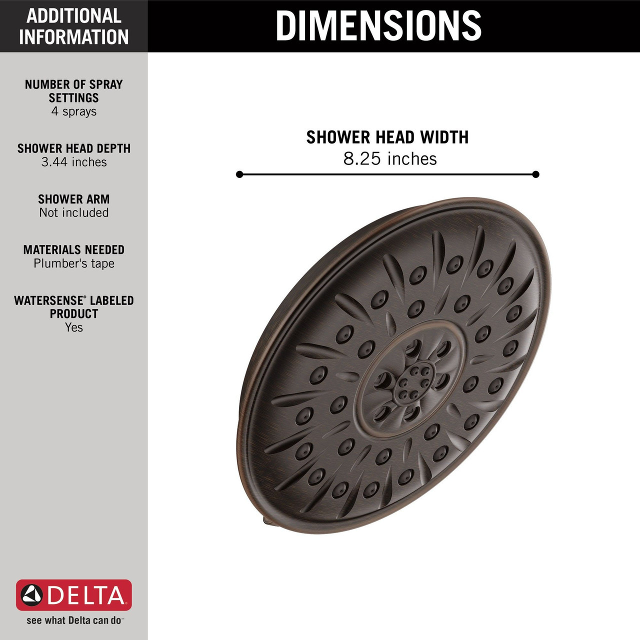 52487-RB Universal Showering Components UltraSoak 4-Setting Shower Head, Venetian Bronze