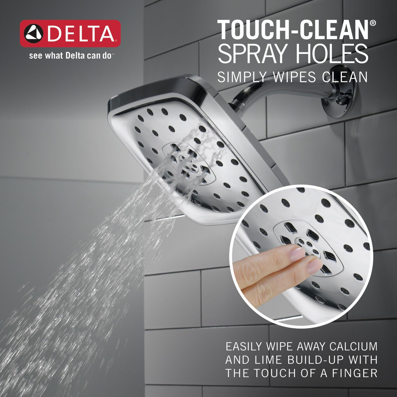 Delta 52460-PR Universal Showering Components H2Okinetic 4-Setting Shower Head with UltraSoak, Lumicoat Chrome