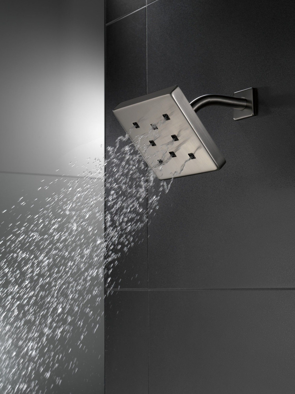 52171-KS-PR Universal Showering Components H2Okinetic Single-Setting Metal Raincan Shower Head, Lumicoat Black Stainless