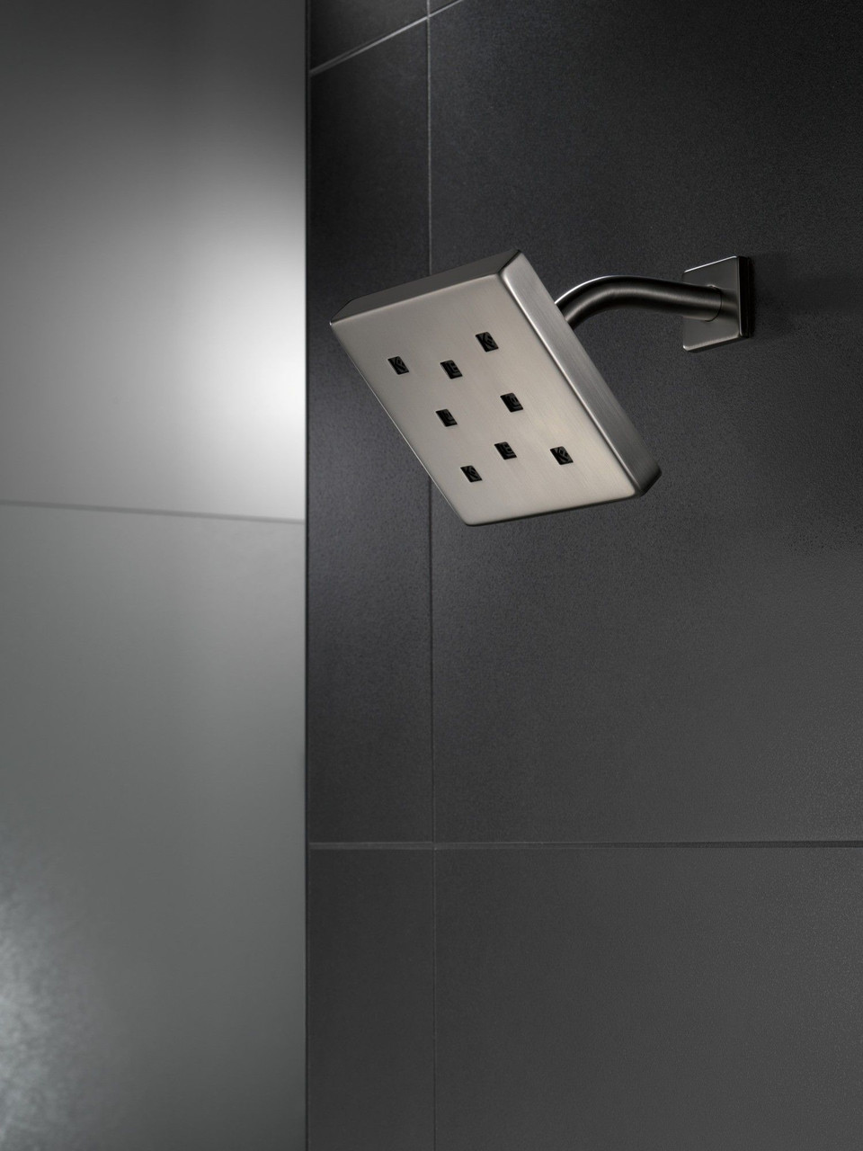 52171-KS-PR Universal Showering Components H2Okinetic Single-Setting Metal Raincan Shower Head, Lumicoat Black Stainless