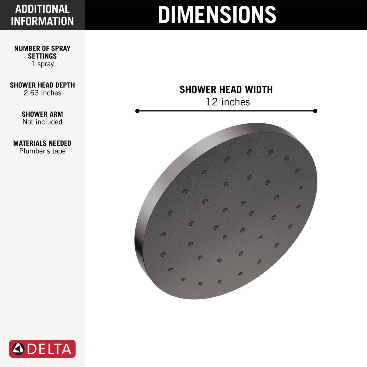 52160-KS-PR25 Universal Showering Components H2Okinetic Single-Setting Shower Head with Ultrasoak, Lumicoat Black Stainless