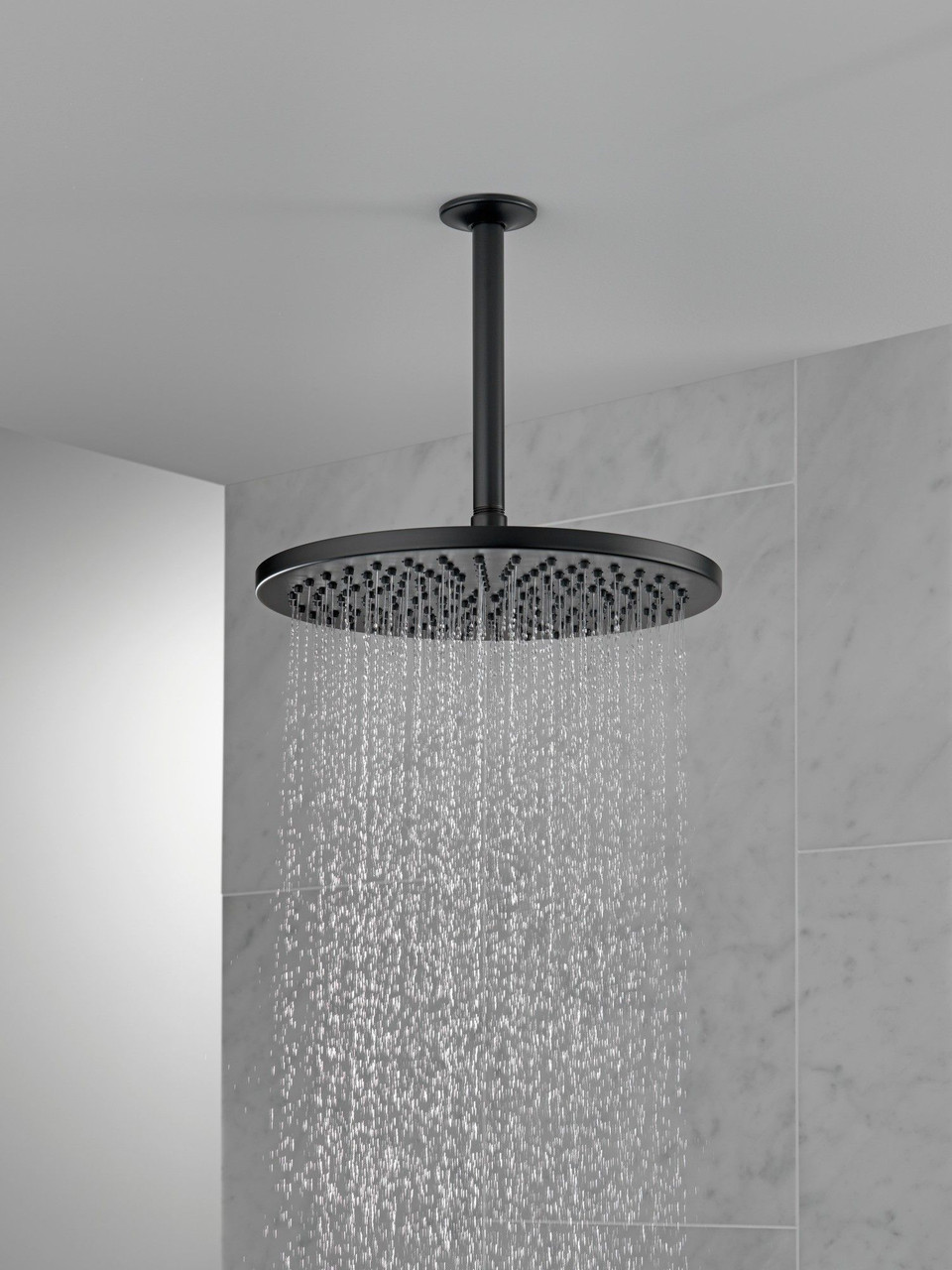 52158-BL25 Universal Showering Components Single-Setting Metal Raincan Shower Head, Matte Black