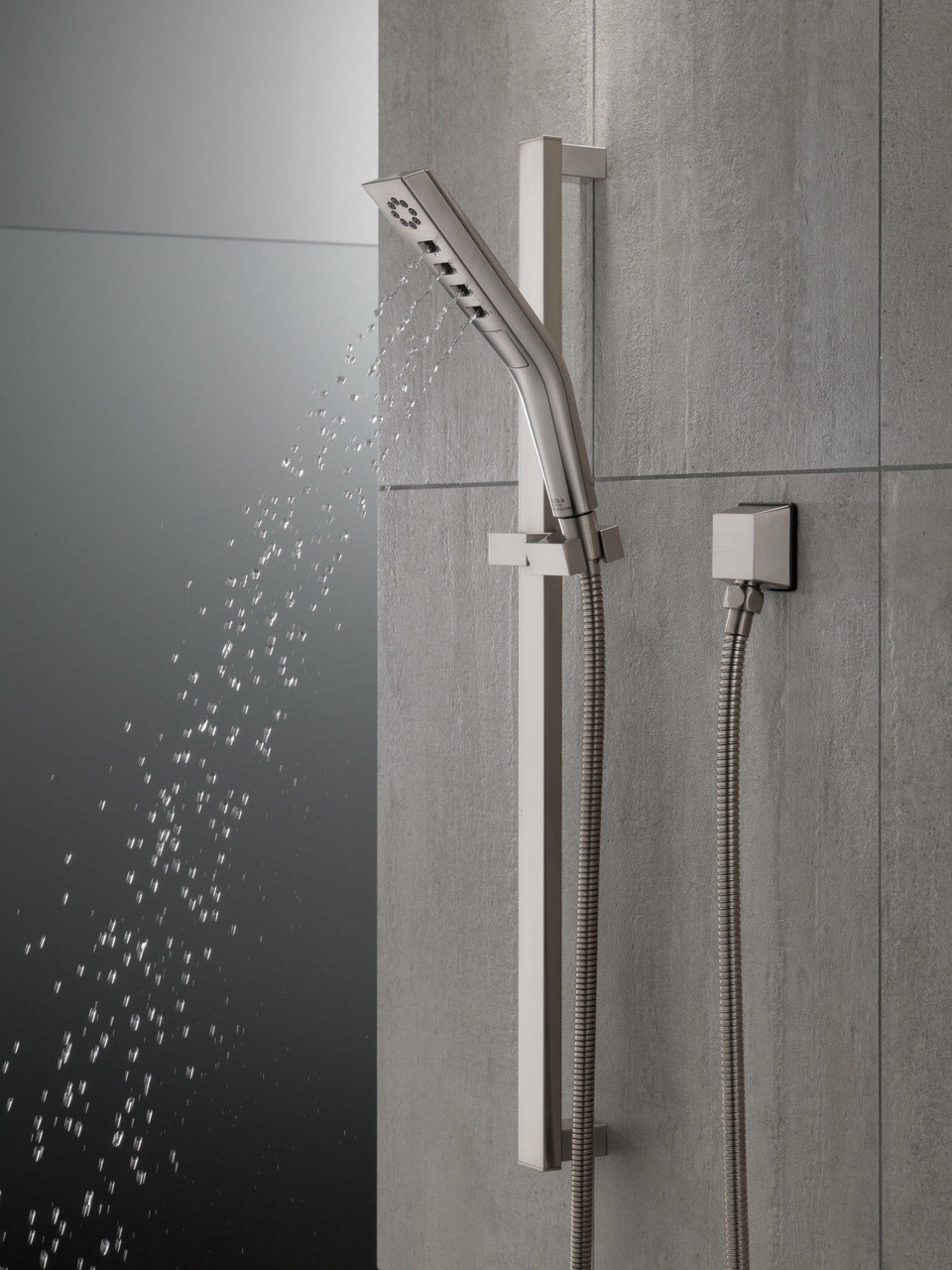 51799-SS-PR Universal Showering Components H2Okinetic 3-Setting Slide Bar Hand Shower, Lumicoat Stainless