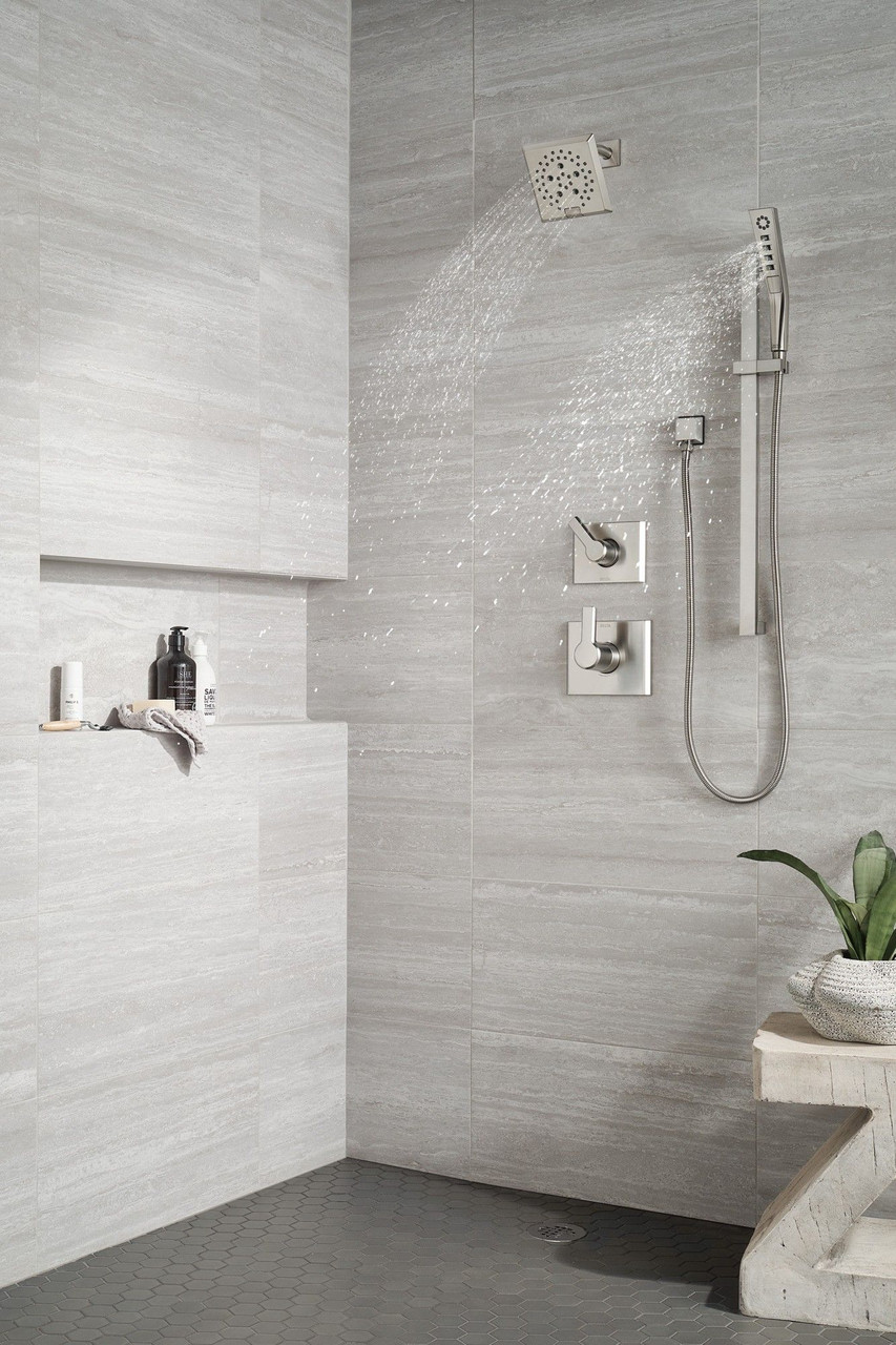 51799-SS-PR Universal Showering Components H2Okinetic 3-Setting Slide Bar Hand Shower, Lumicoat Stainless