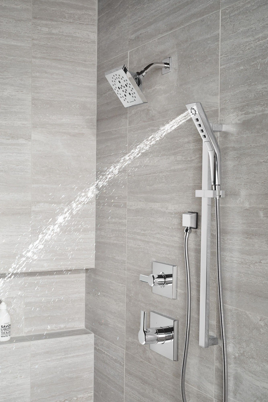 51799-PR Universal Showering Components H2Okinetic 3-Setting Slide Bar Hand Shower, Lumicoat Chrome